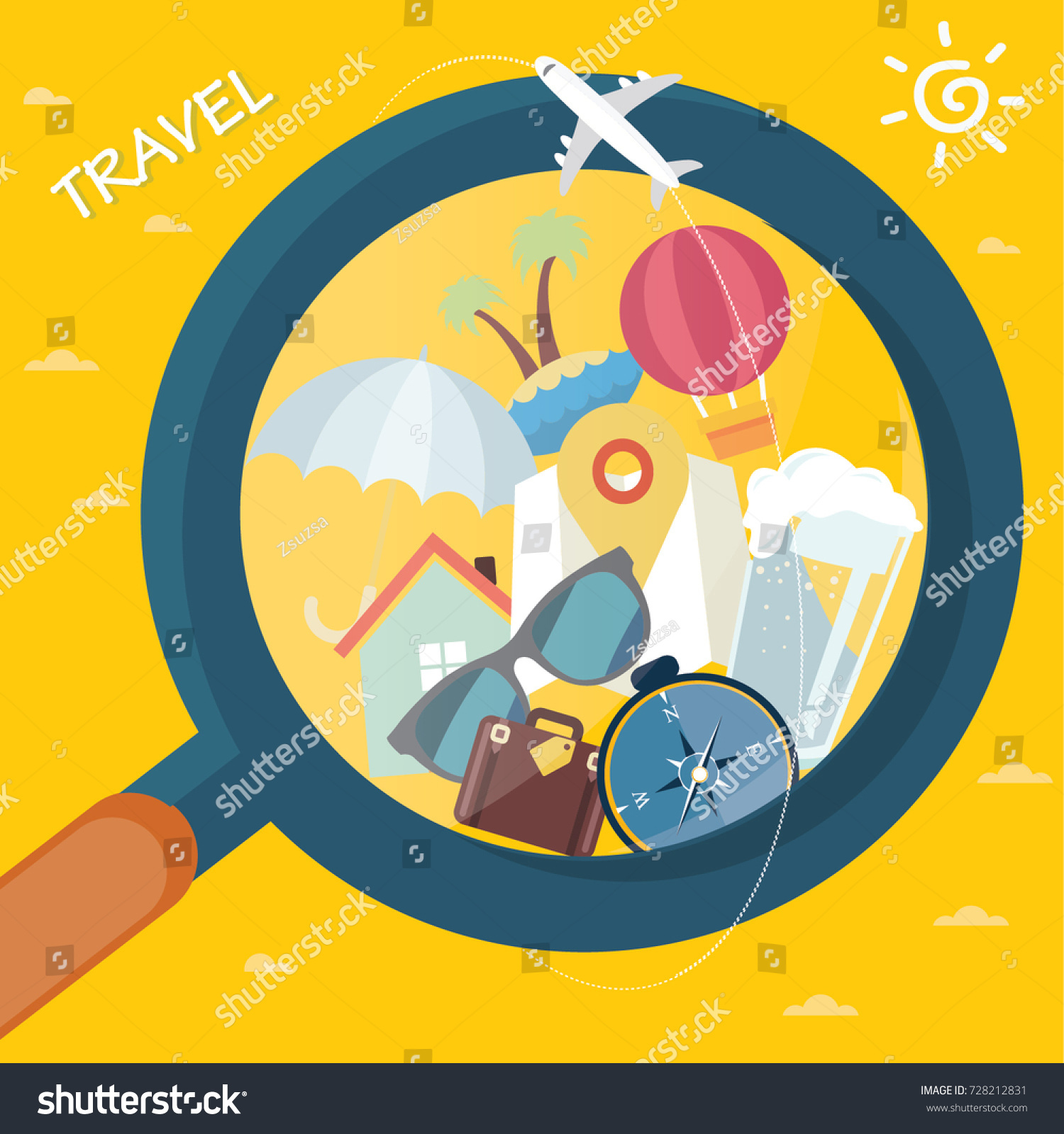 Travel Icons Concept Vector Illustration Stock Vector (Royalty Free ...