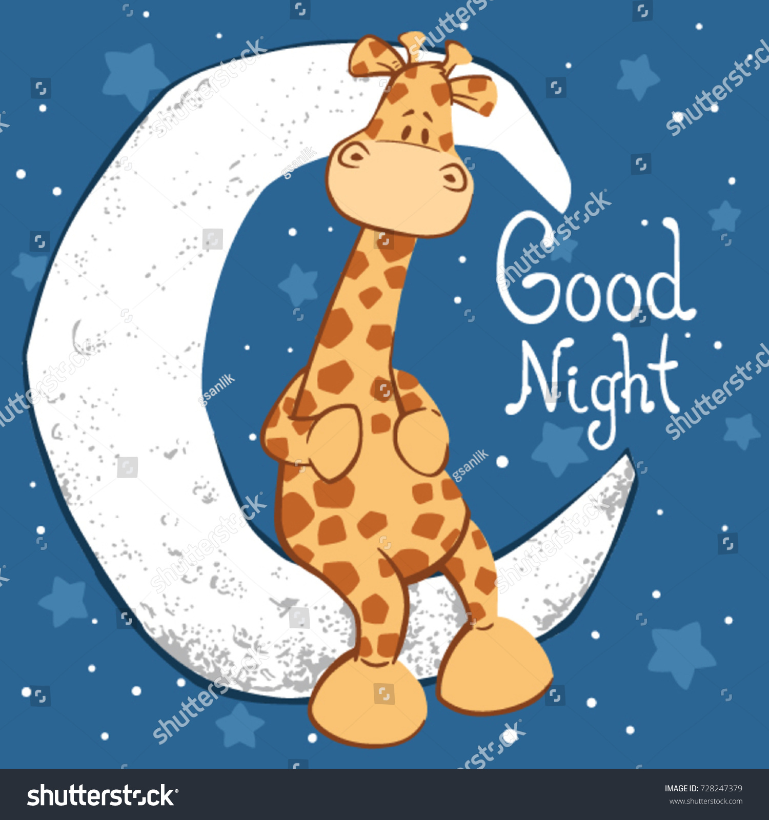 Cute Giraffe Sitting On Moon Funny Stock Vector (Royalty Free ...