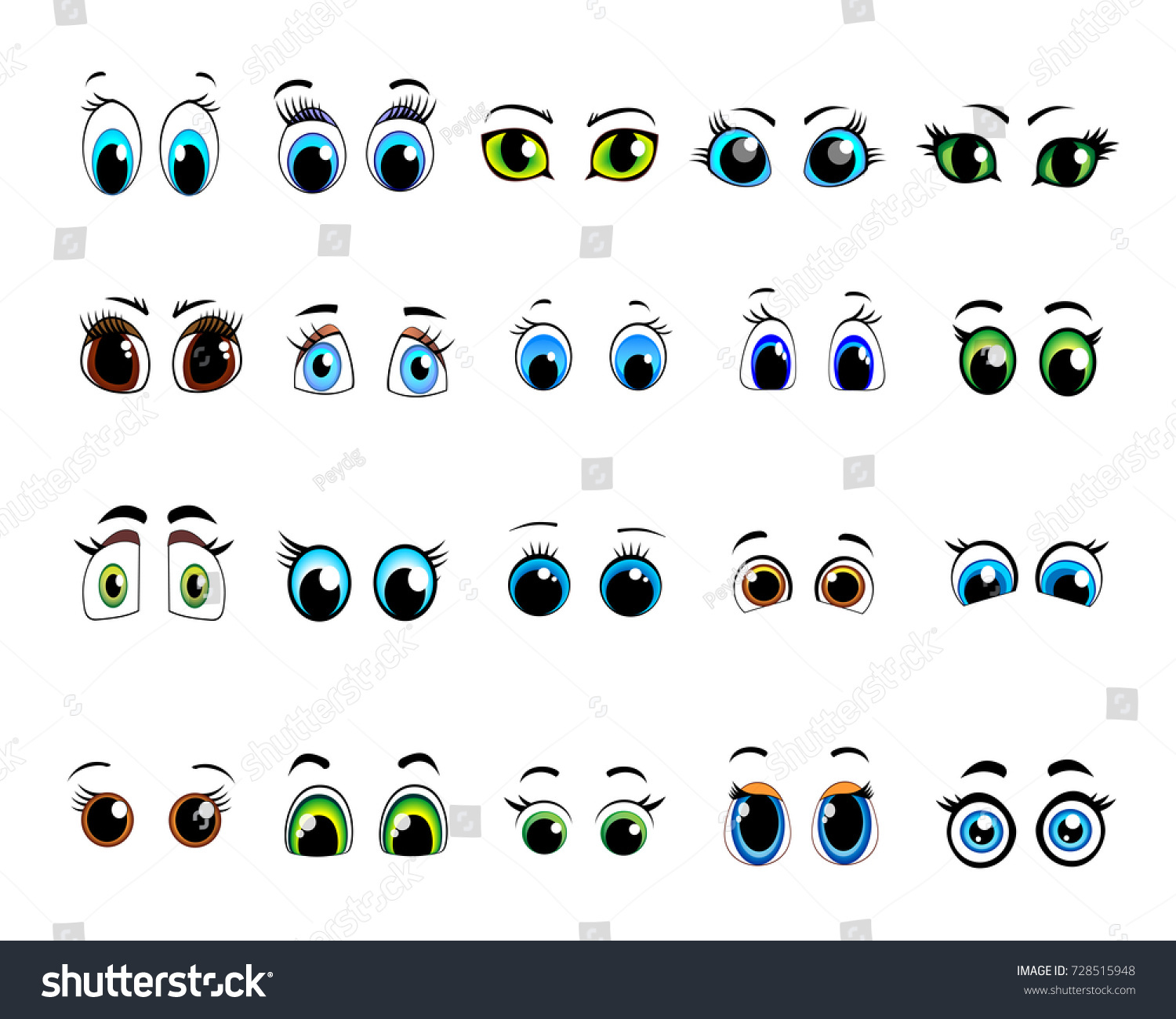 Set Cartoon Eyes Emotions Create Characters Stock Vector (Royalty Free ...