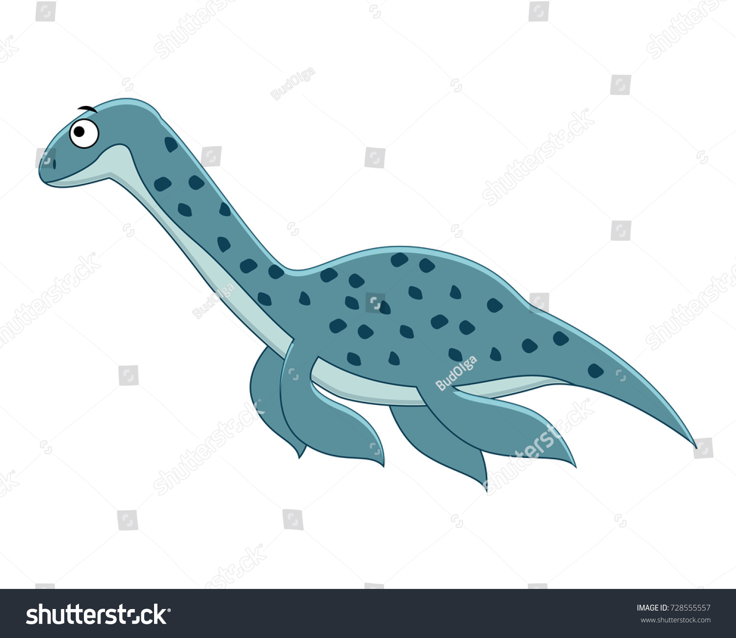 Cute Cartoon Elasmosaurus Vector Illustration Dinosaur Stock Vector ...