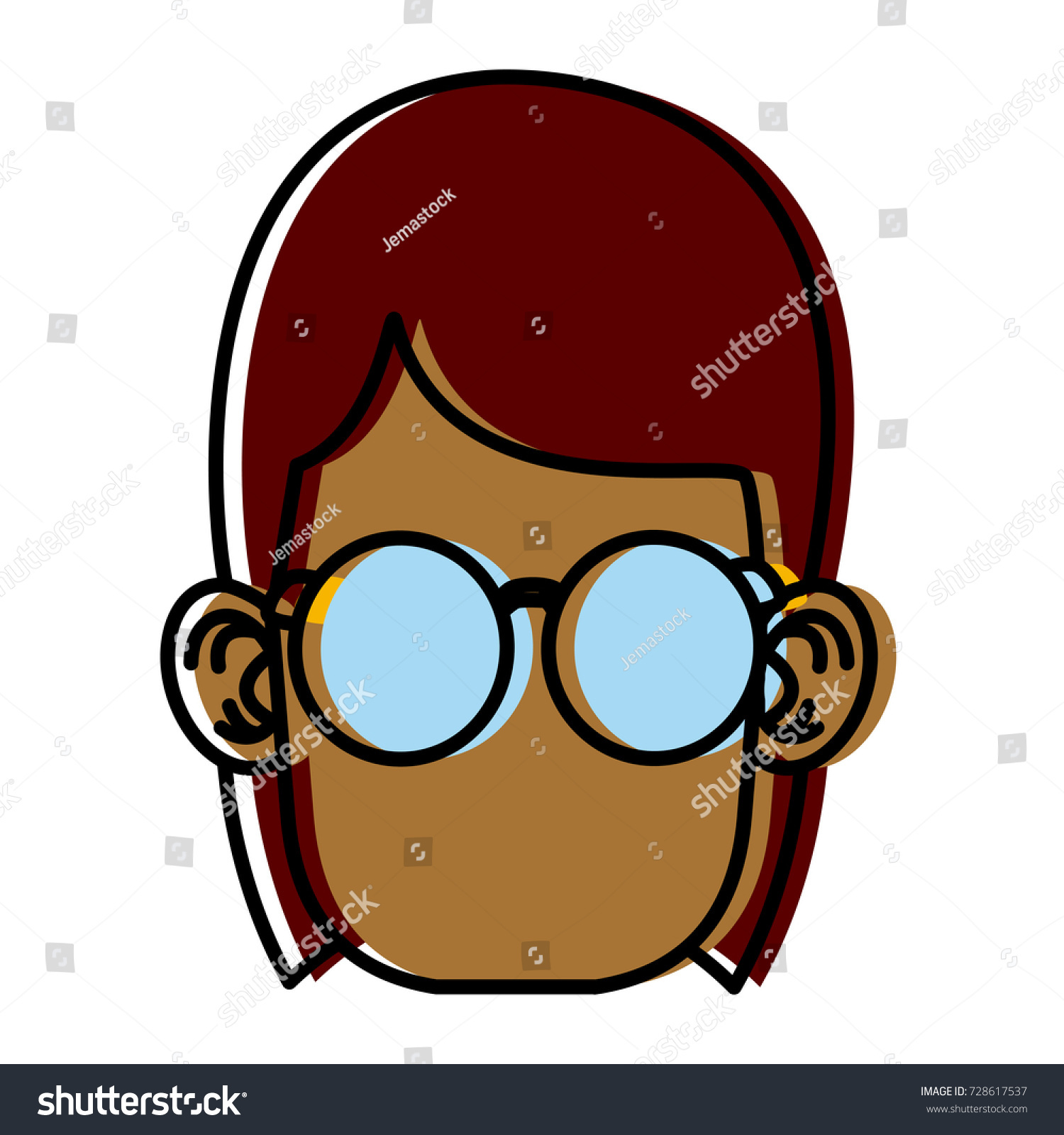 Cute Girl Glasses Cartoon Stock Vector Royalty Free 728617537 Shutterstock 