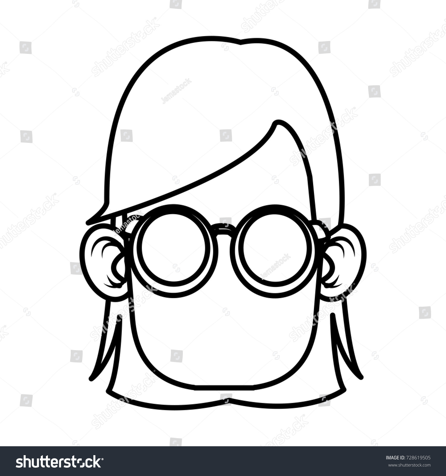 Cute Girl Glasses Cartoon Stock Vector Royalty Free 728619505