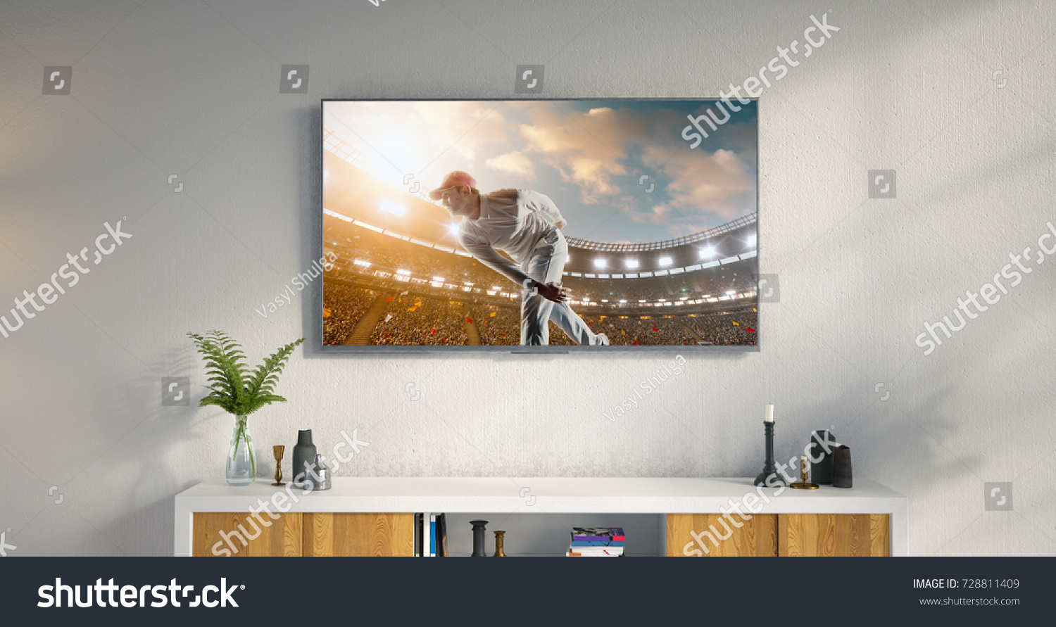 3d Illustration Living Room Led Tv Stock Photo 728811409 | Shutterstock