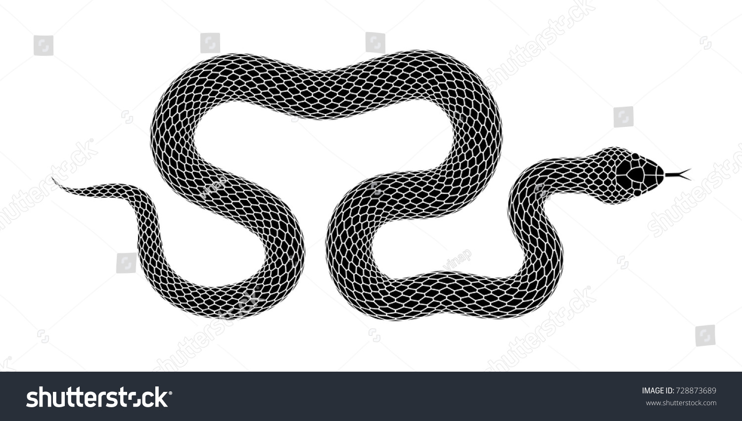 Vector Snake Silhouette Illustration Black Serpent Stock Vector ...