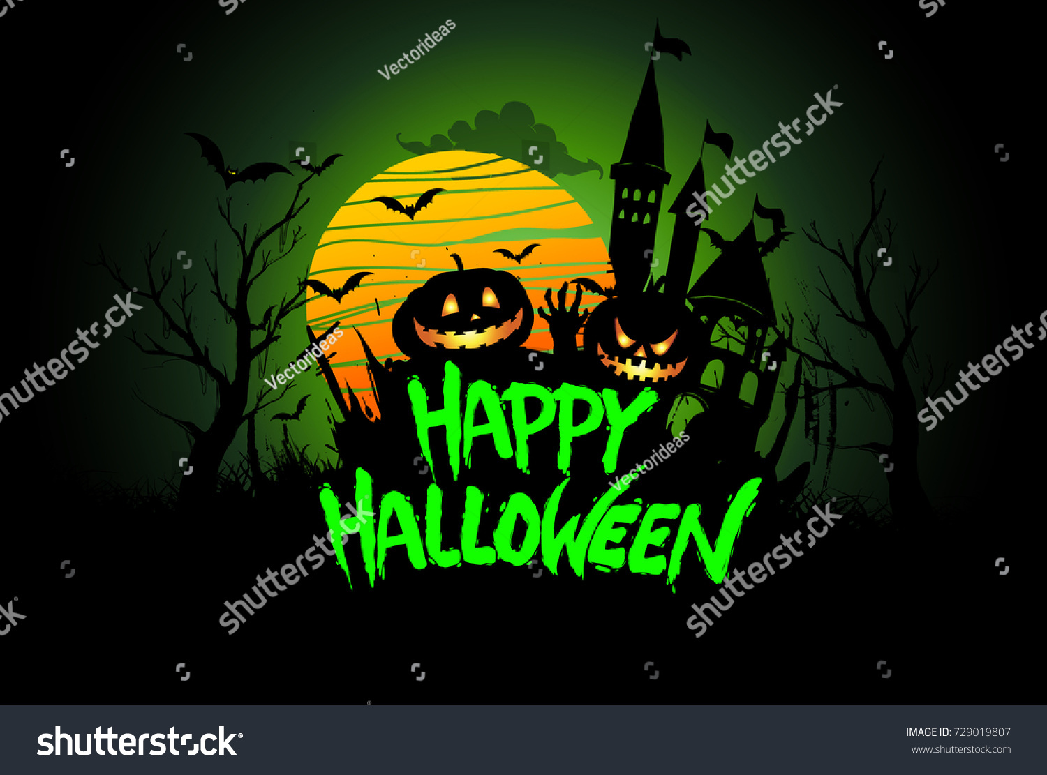 Happy Halloween Poster Night Background Creepy Stock Vector (Royalty ...