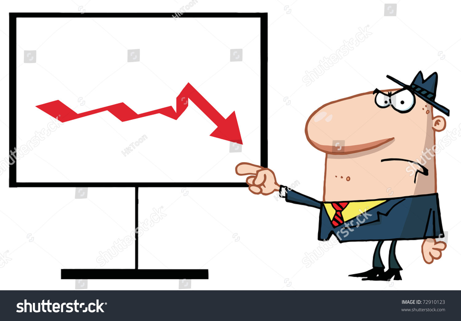 Grumpy Boss Pointing Decline Board Stock Illustration 72910123 ...