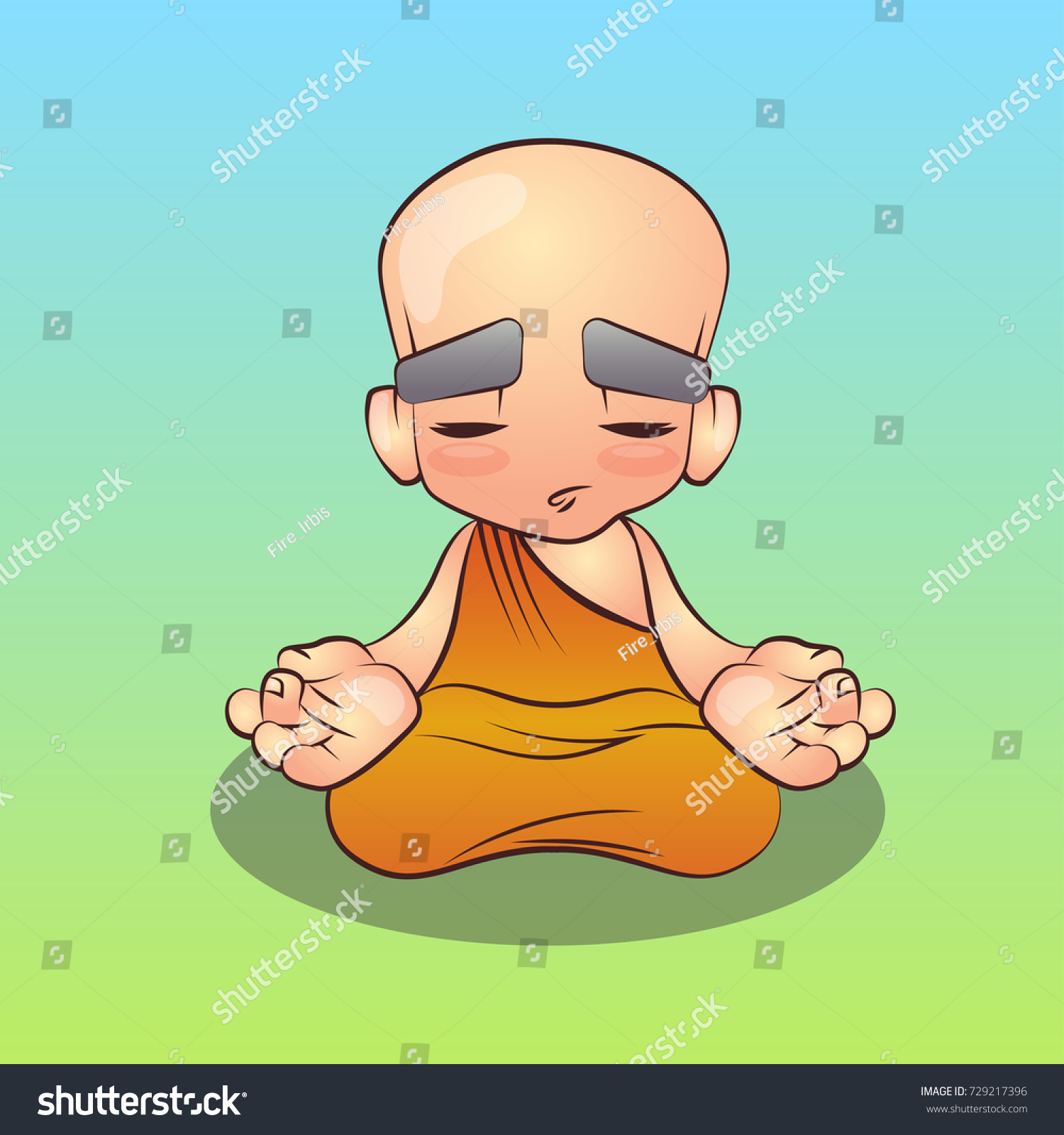 Cartoon Meditating Monk Illustration Stock Vector (Royalty Free ...