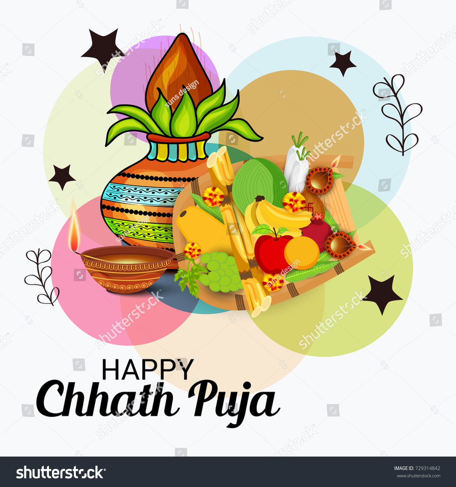 Vector Illustration Happy Chhath Puja Holiday Stock Vector (Royalty ...