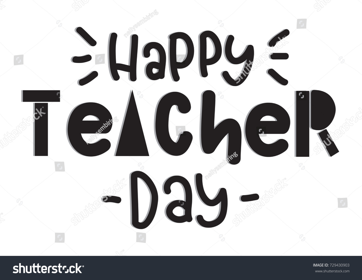 Hand Lettering Happy Teacher Day Modern Stock Vector (Royalty Free ...