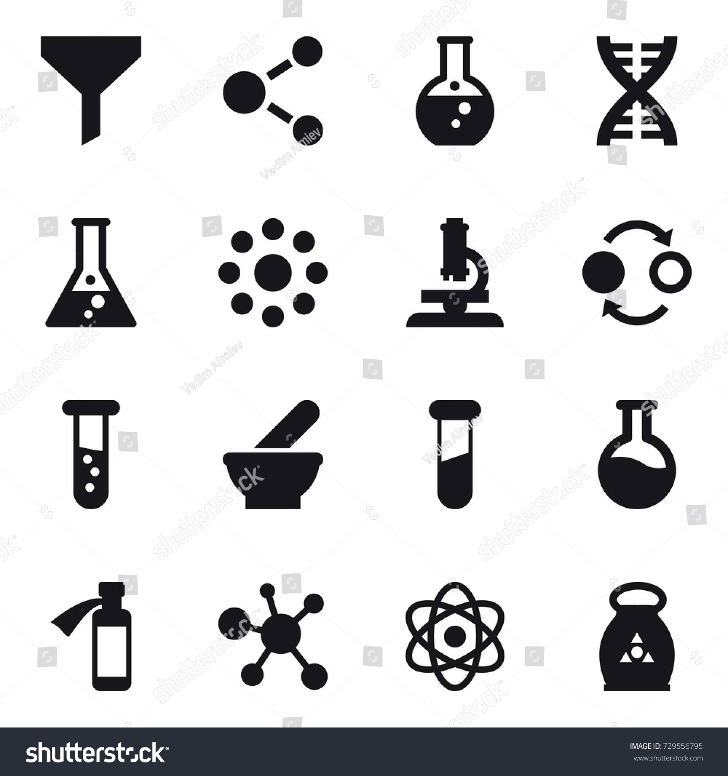 16 Vector Icon Set Funnel Molecule Stock Vector (Royalty Free ...