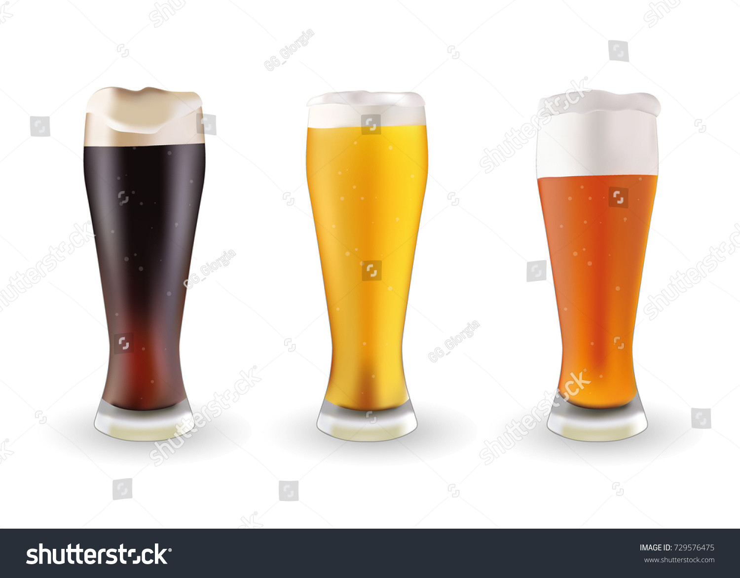 Different Types Beer Glasses Isolated On Stock Vector (Royalty Free