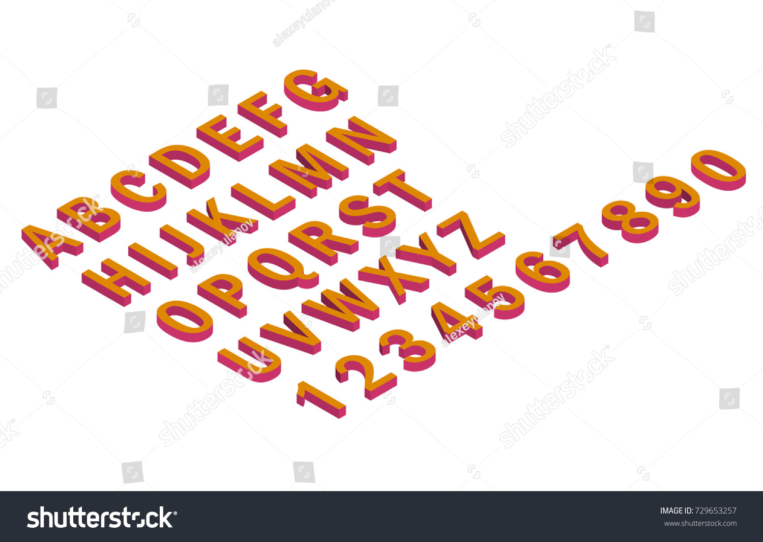 Font Isometric 3d Capital Letters Number Stock Vector (Royalty Free ...