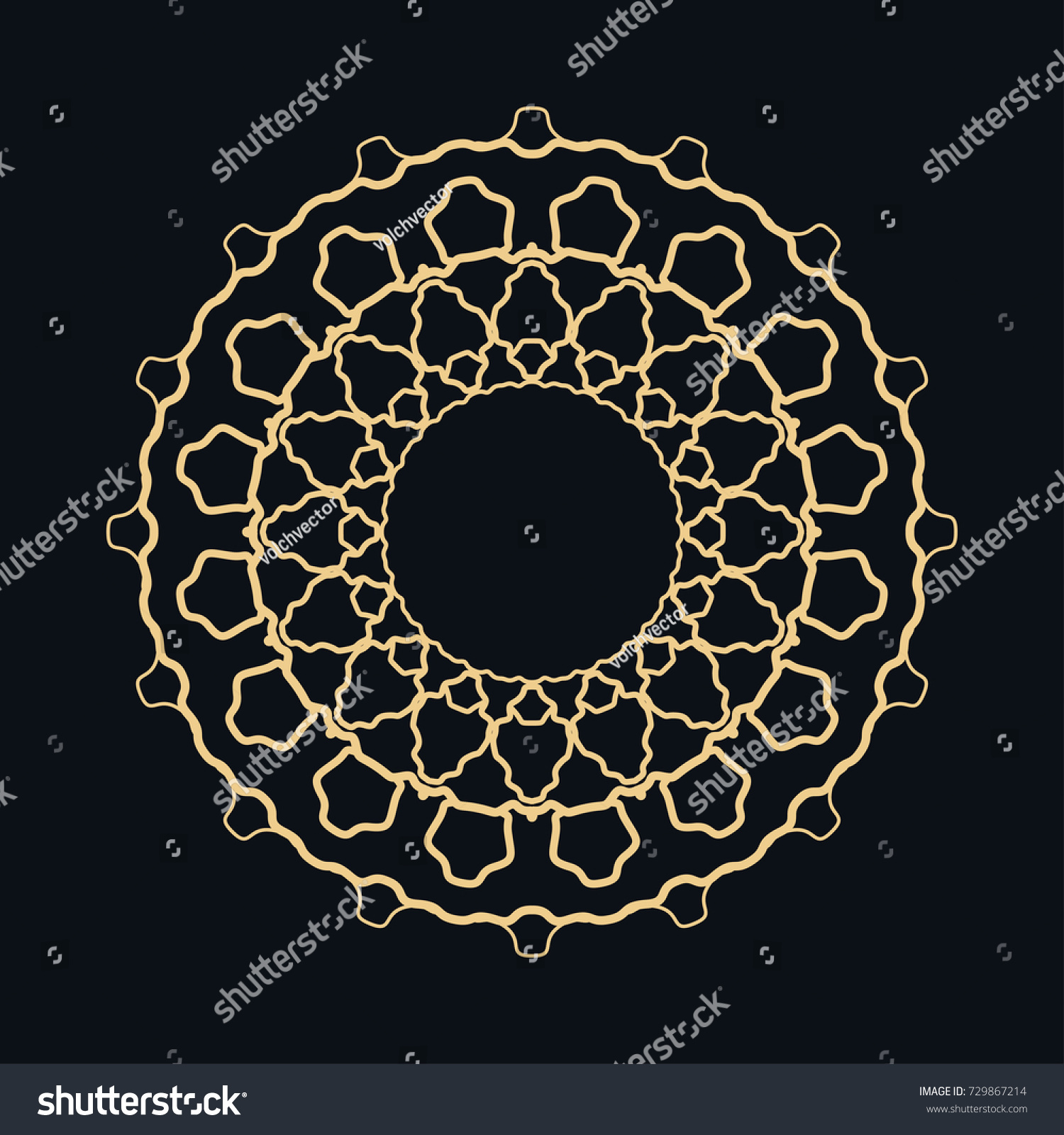 Golden Round Ornament Frame Border Line Stock Vector (Royalty Free ...