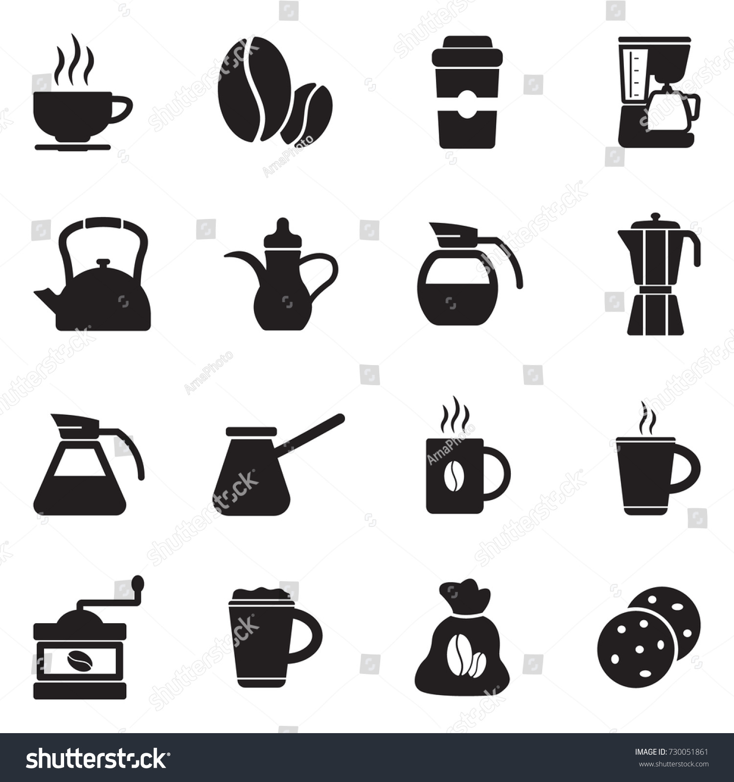 Coffee Icons Black Flat Design Vector Stock Vector (Royalty Free ...