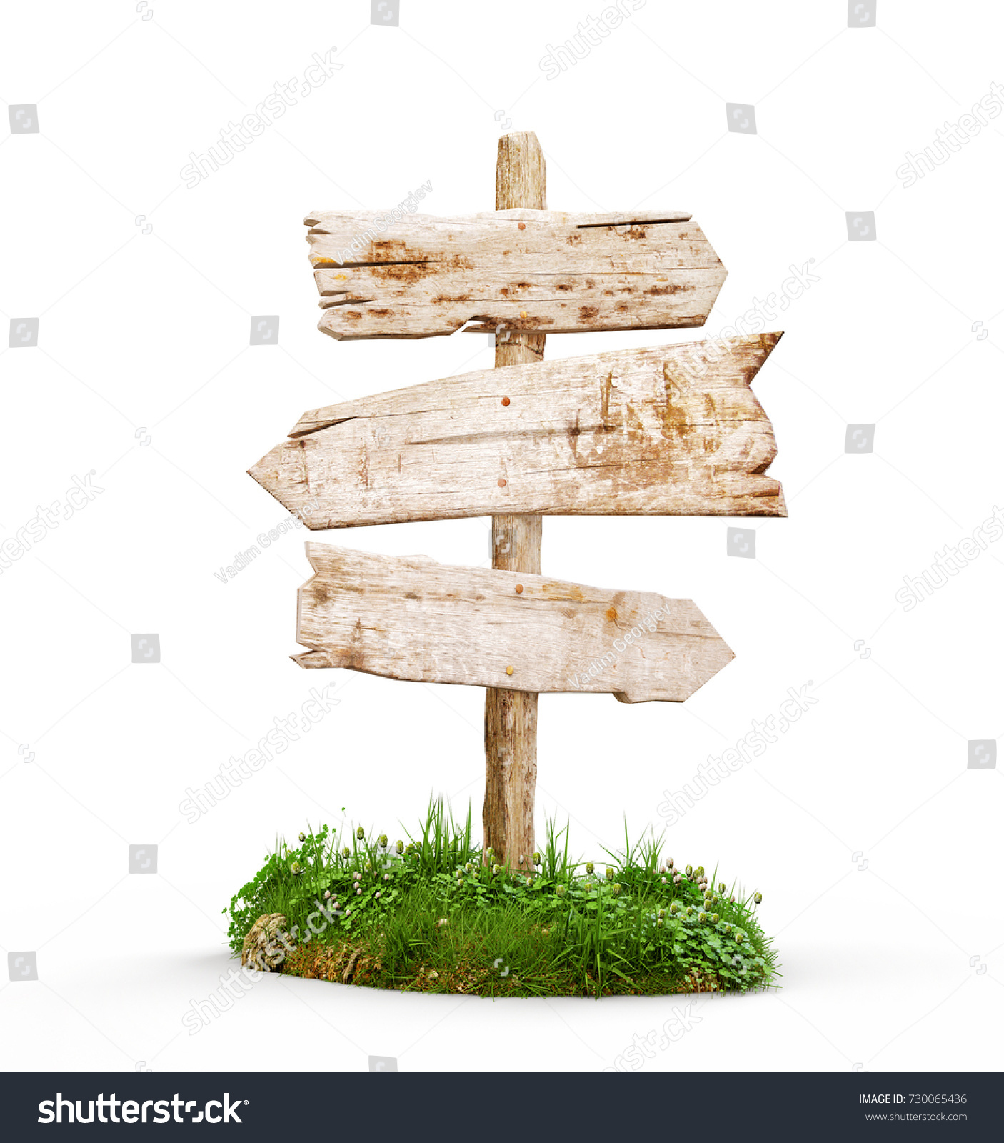 3d Illustration Old Wooden Pointer Isolated Stock Illustration ...