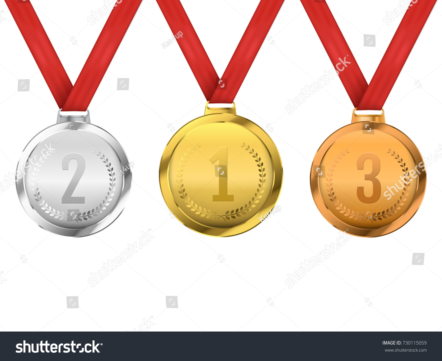 Set Gold Silver Bronze Award Medals Stock Vector (Royalty Free ...