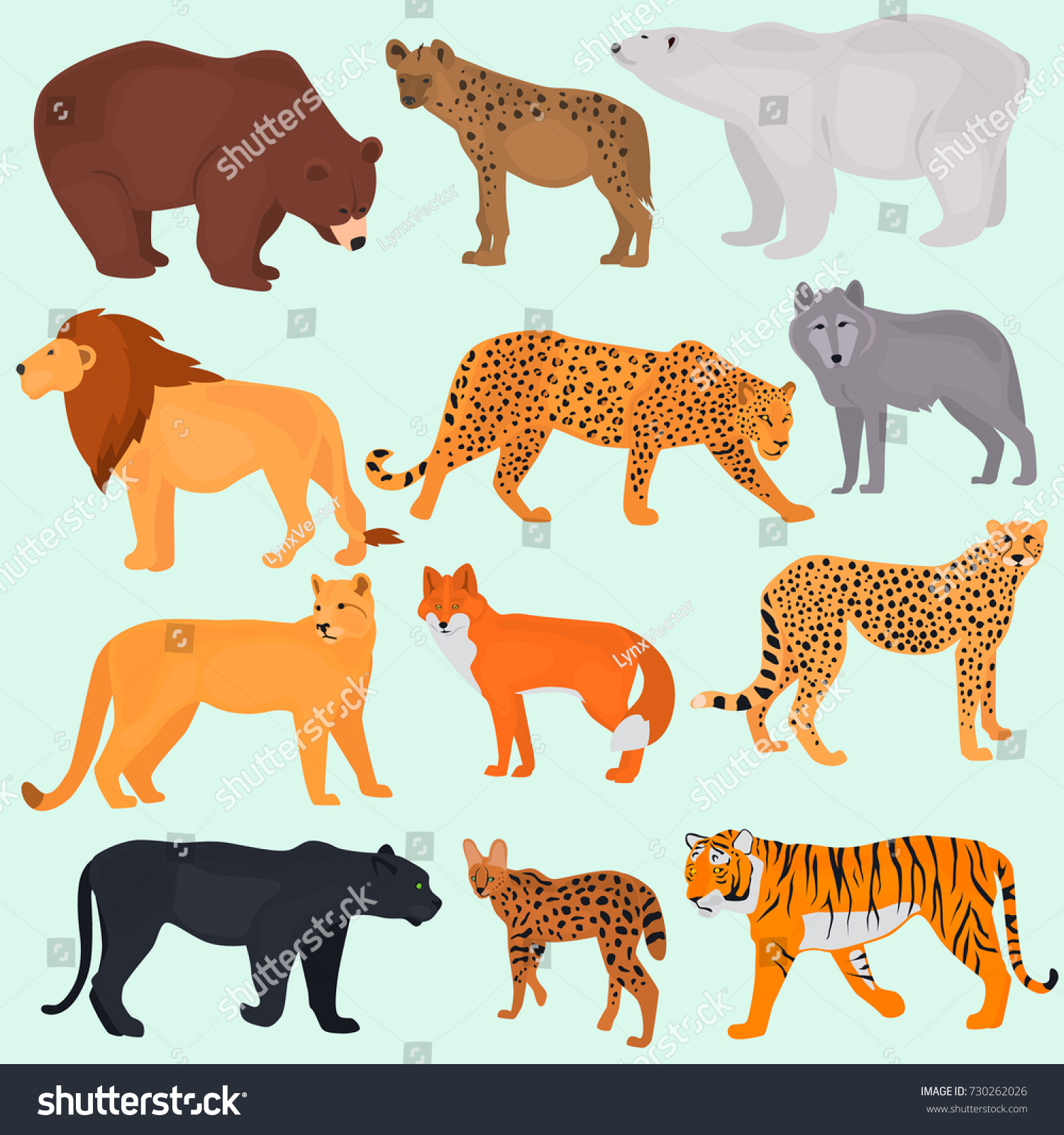 Set Wild Predators Color Flat Icons Stock Vector (Royalty Free ...