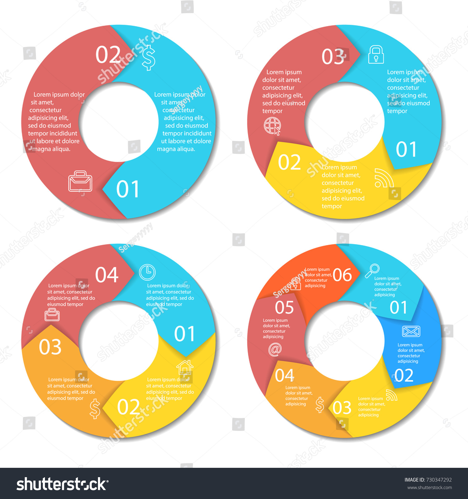 Set Round Infographic Diagram Arrow Circles Stock Vector Royalty Free 730347292 Shutterstock