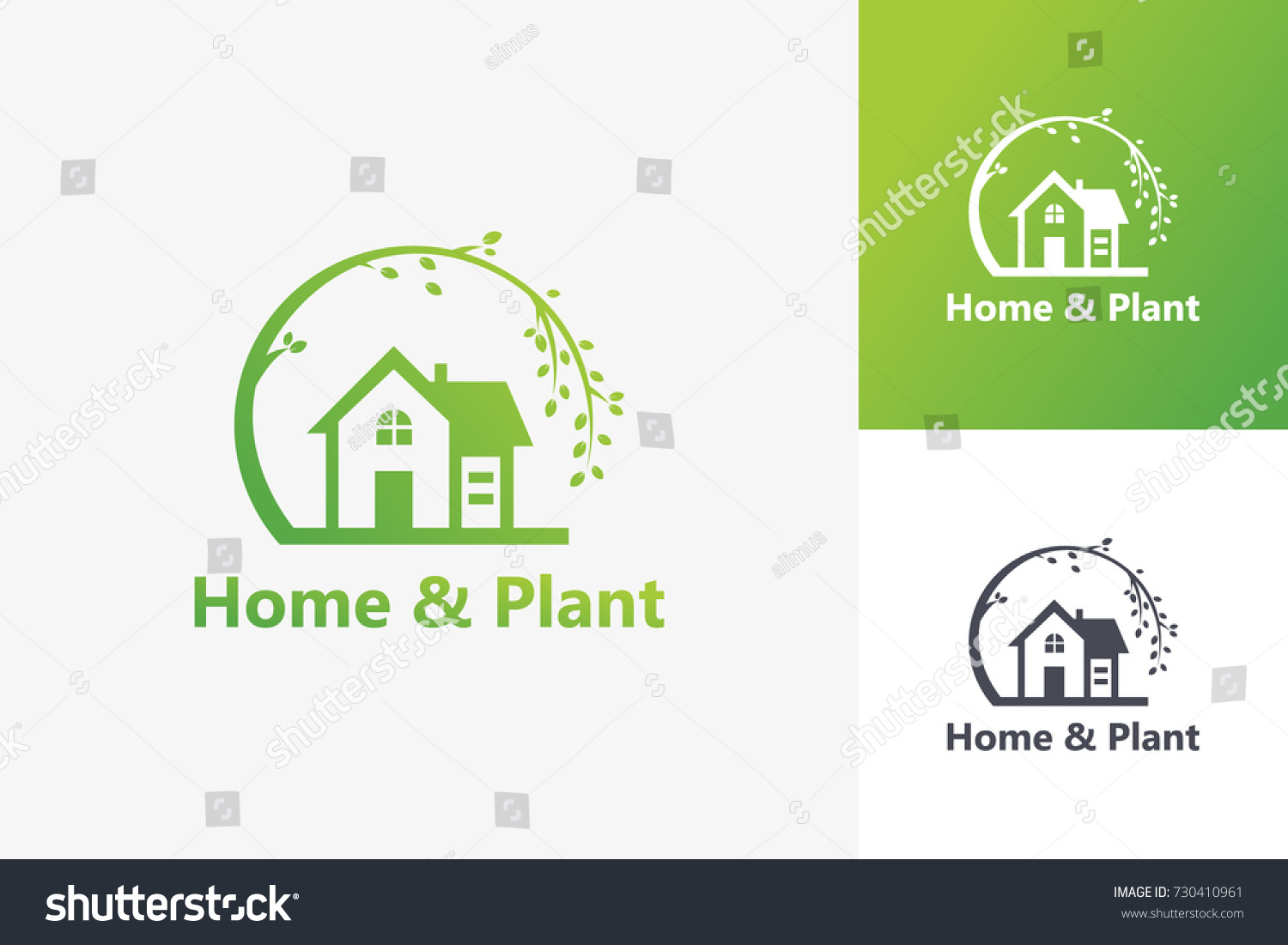 Home Plant Logo Template Design Stock Vector Royalty Free 730410961   Stock Vector Home And Plant Logo Template Design 730410961 