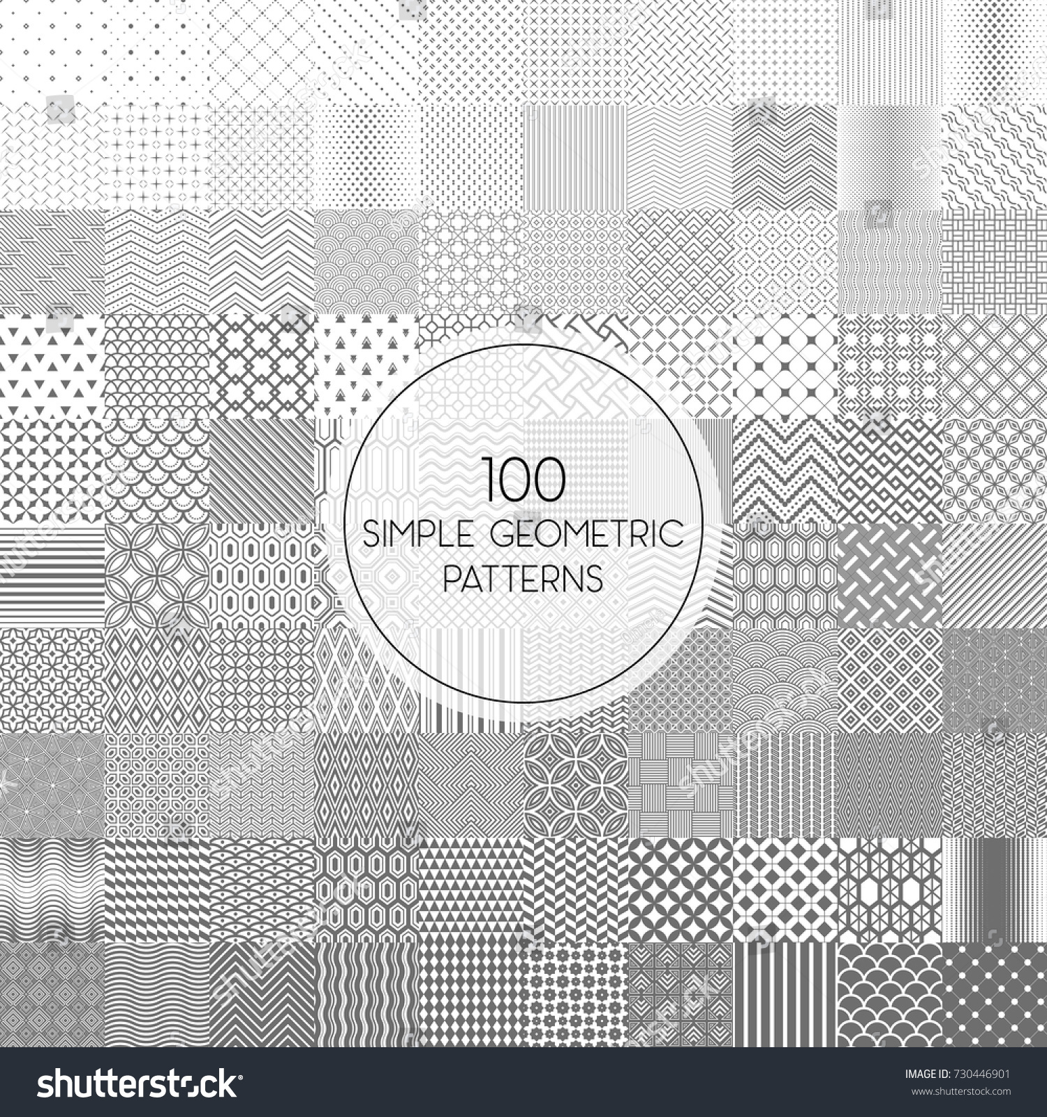 Collection 100 Simple Seamless Geometric Patterns Stock Vector (Royalty ...