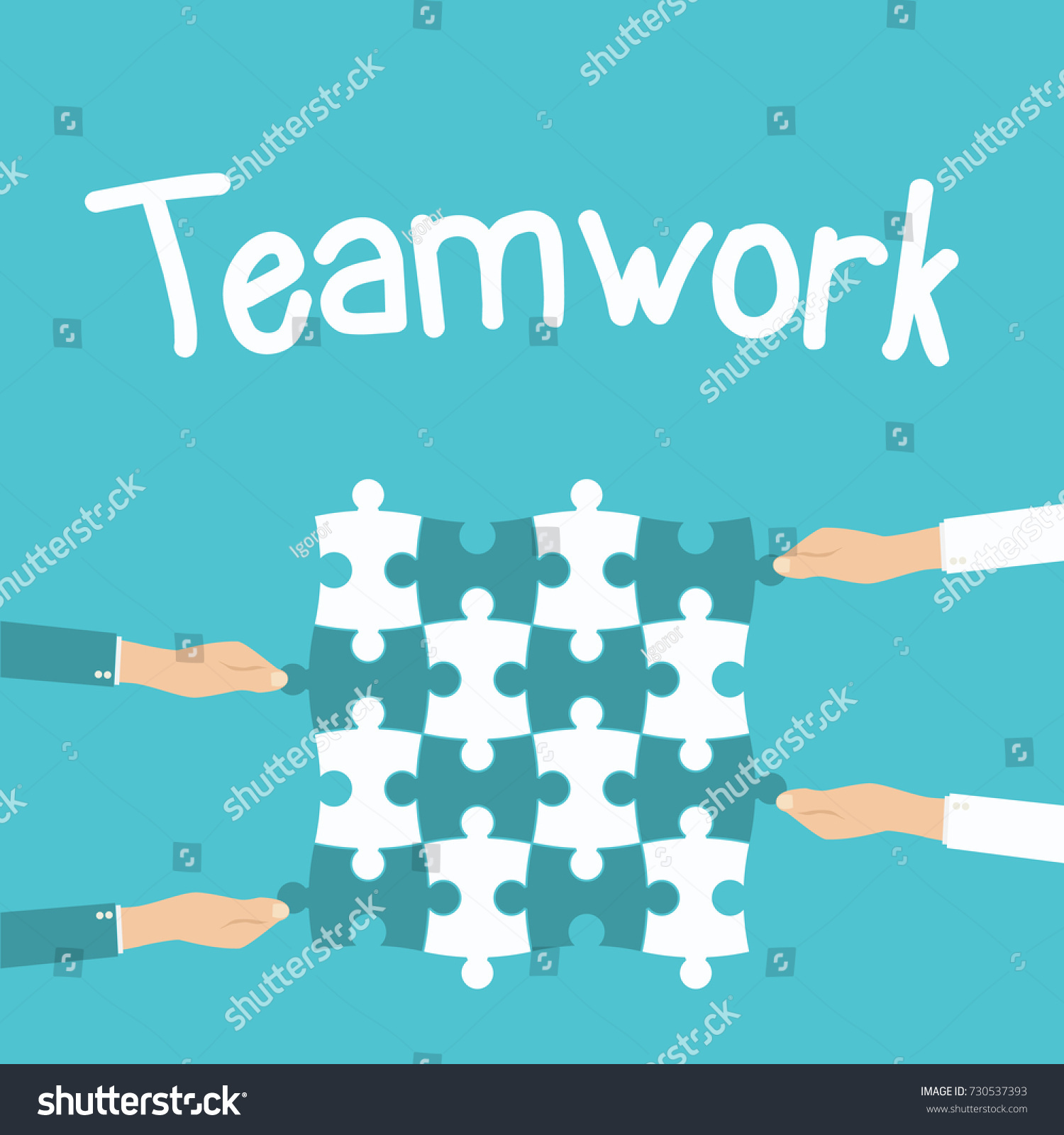 Teamwork Cooperation Concept Hands Holding Putting Stock Illustration ...