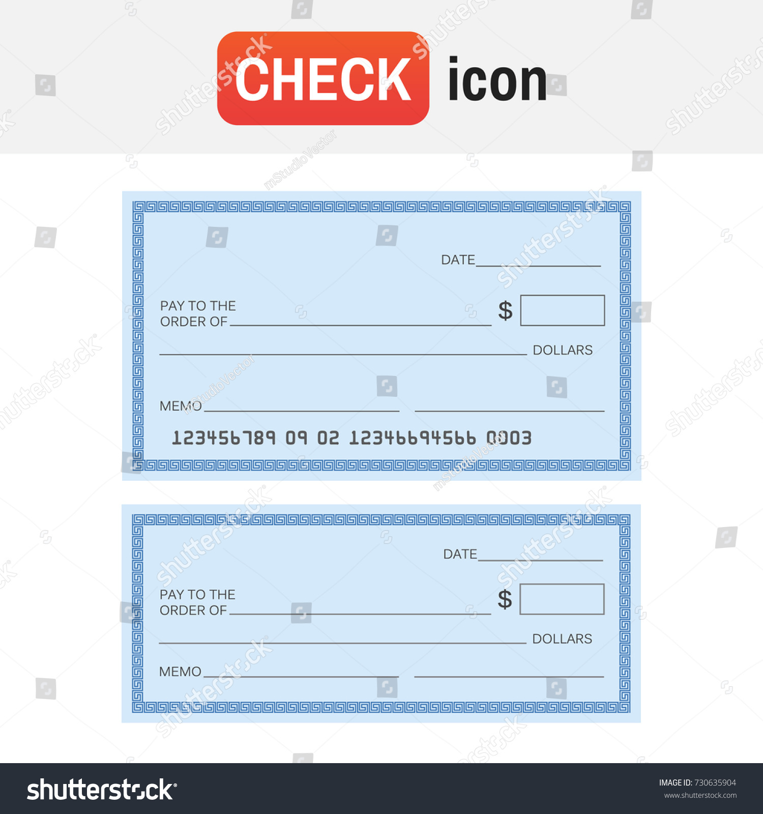 Check Template Bank Blank Check Icon Stock Vector (Royalty Free ...