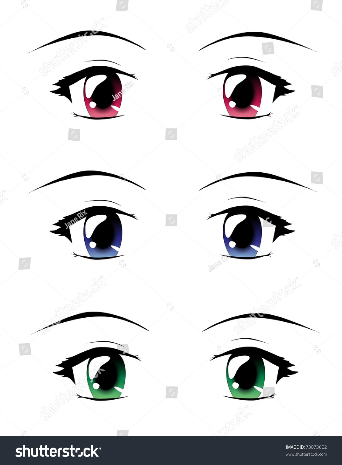 Set Eyes Manga Style Isolated On Stock Vector (Royalty Free) 73073602 ...