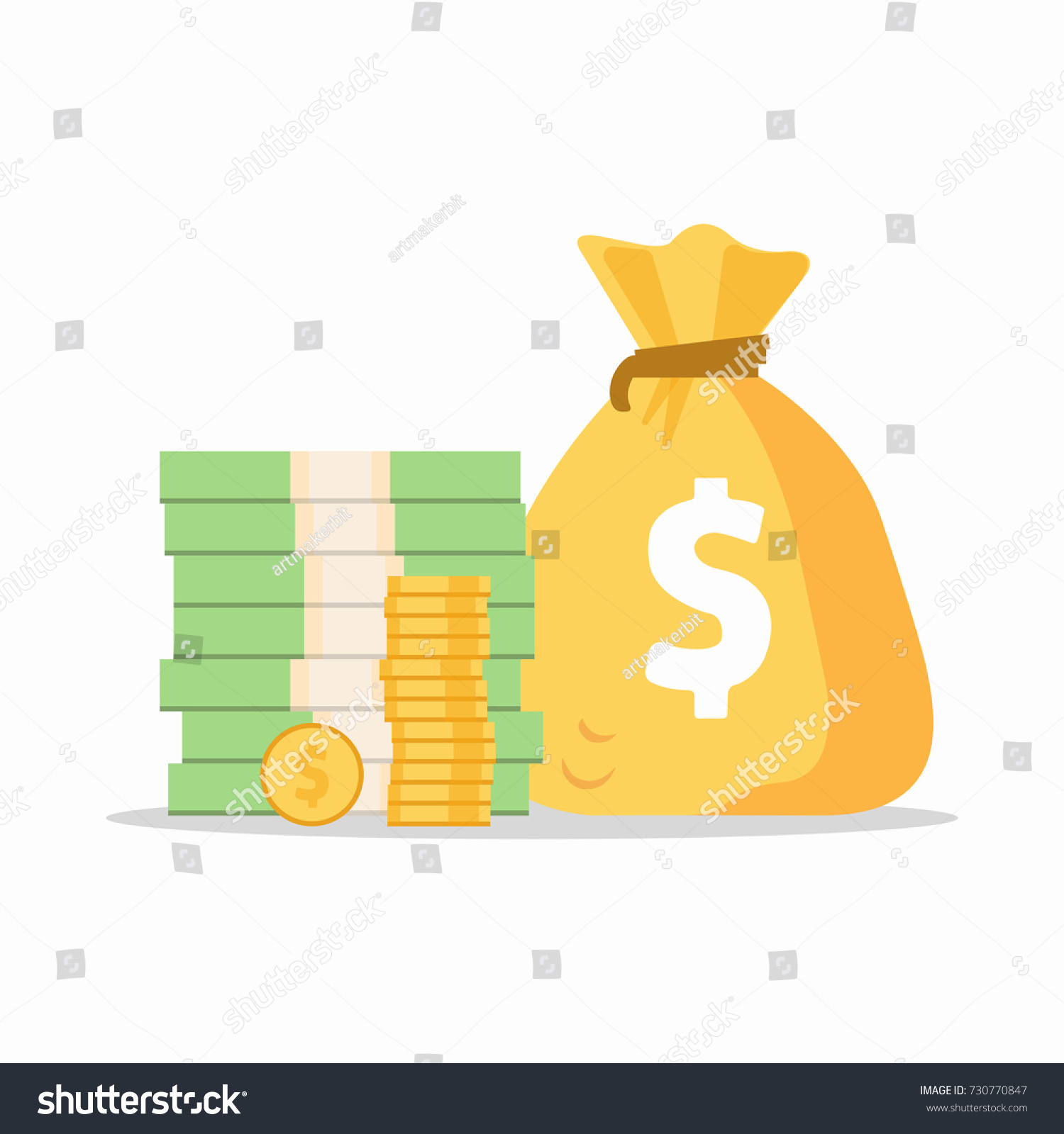 Stack Money Dollars Gold Coins Big Stock Vector (Royalty Free ...