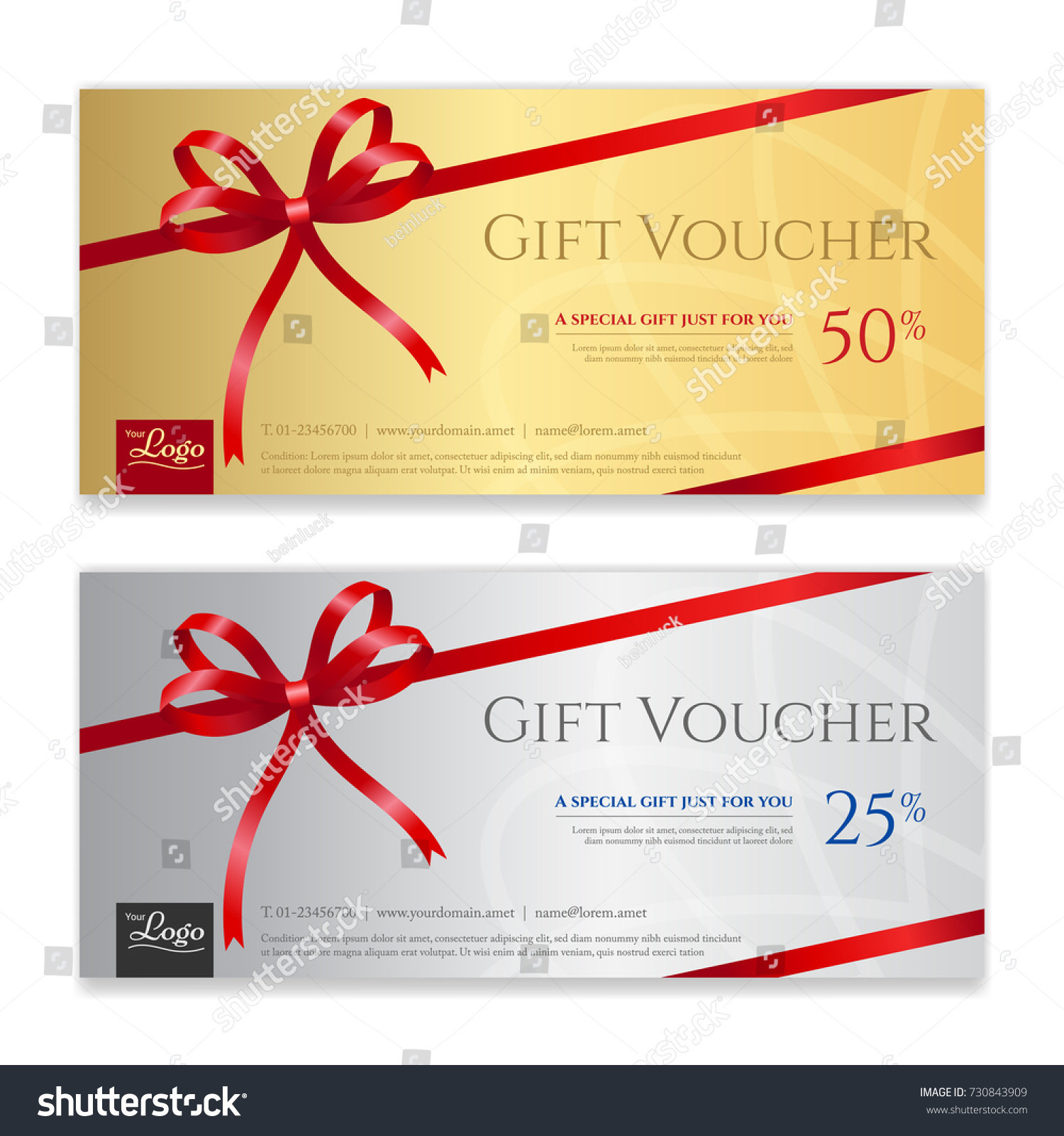 Gift Voucher Certificate Discount Card Template Stock Vector (Royalty ...