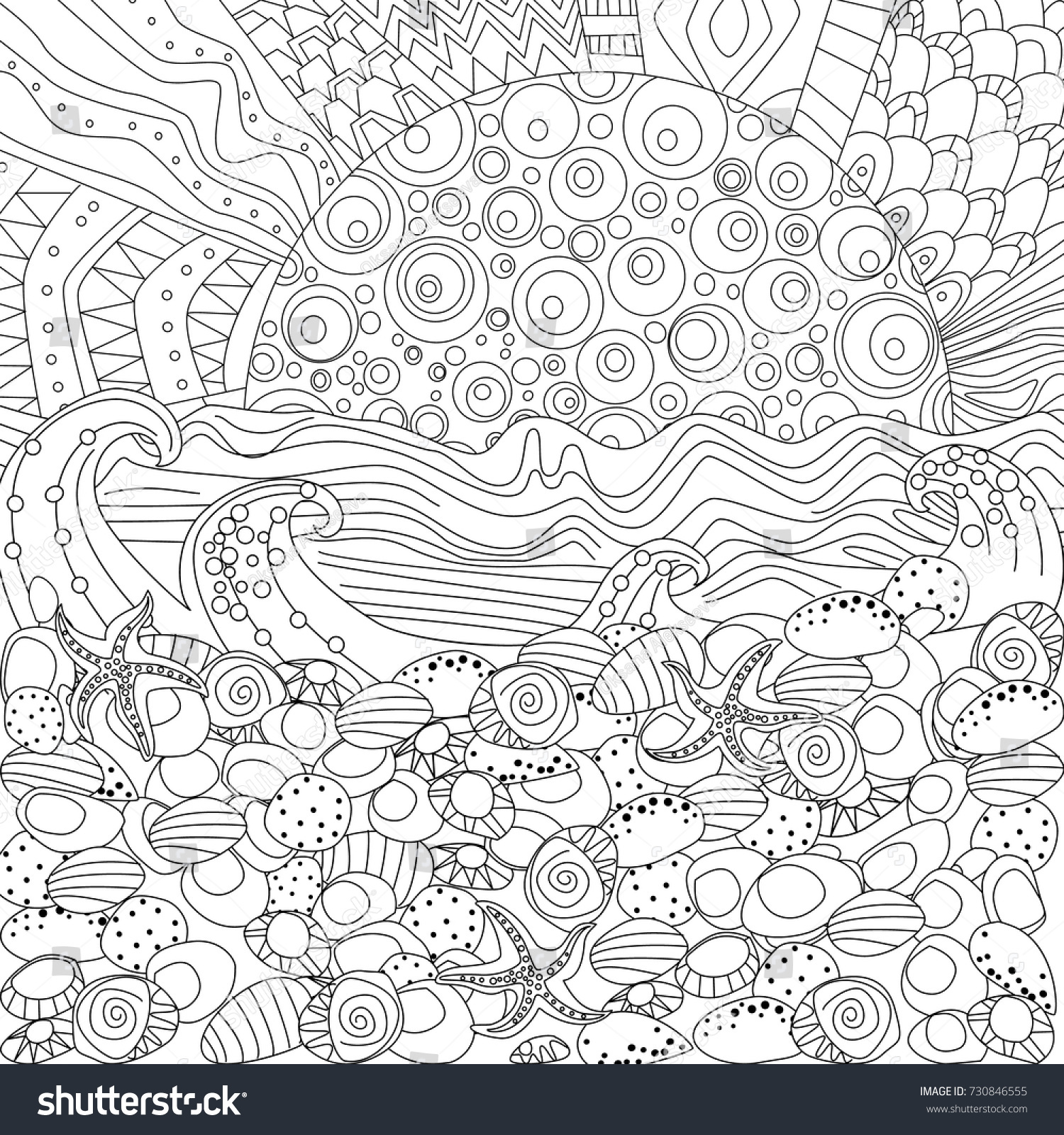 Seascape Coloring Book Stock Vector (Royalty Free) 730846555 Shutterstock