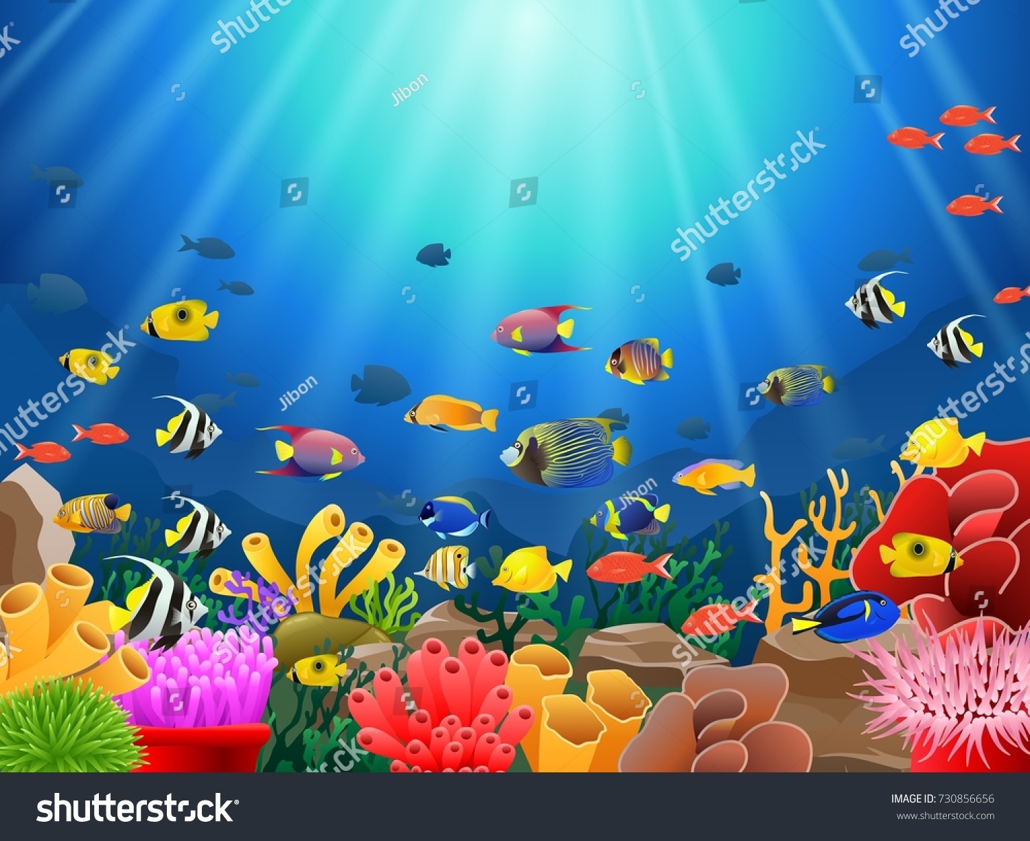 Fish Under Sea Stock Illustration 730856656 | Shutterstock