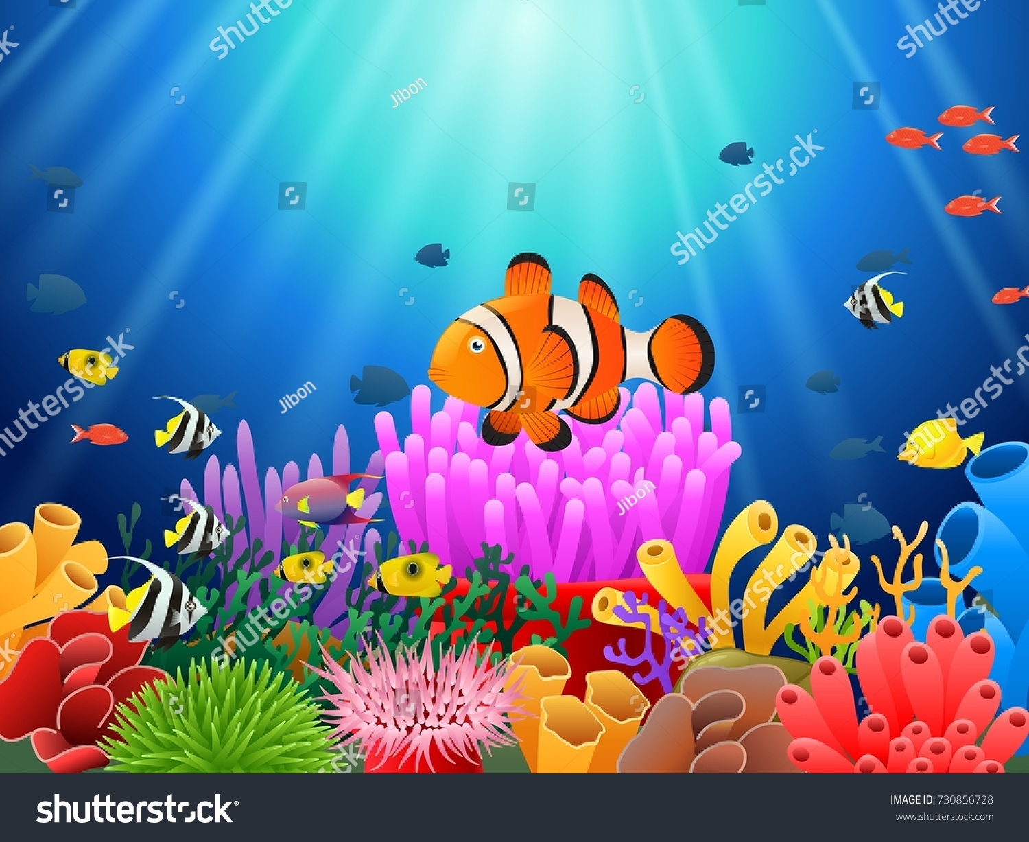 Clown Fish Under Sea Stock Illustration 730856728 | Shutterstock