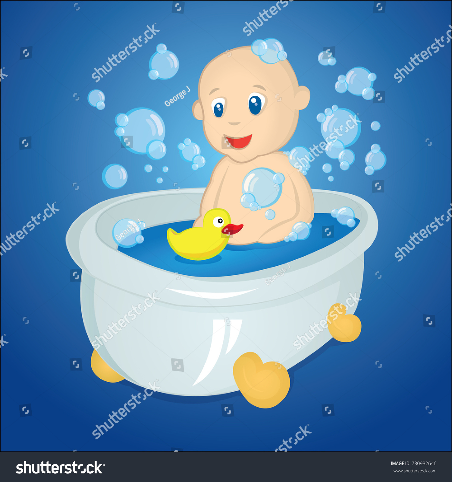 Baby Bathtub Cartoon Style Vector Illustration Stock Vector (Royalty ...