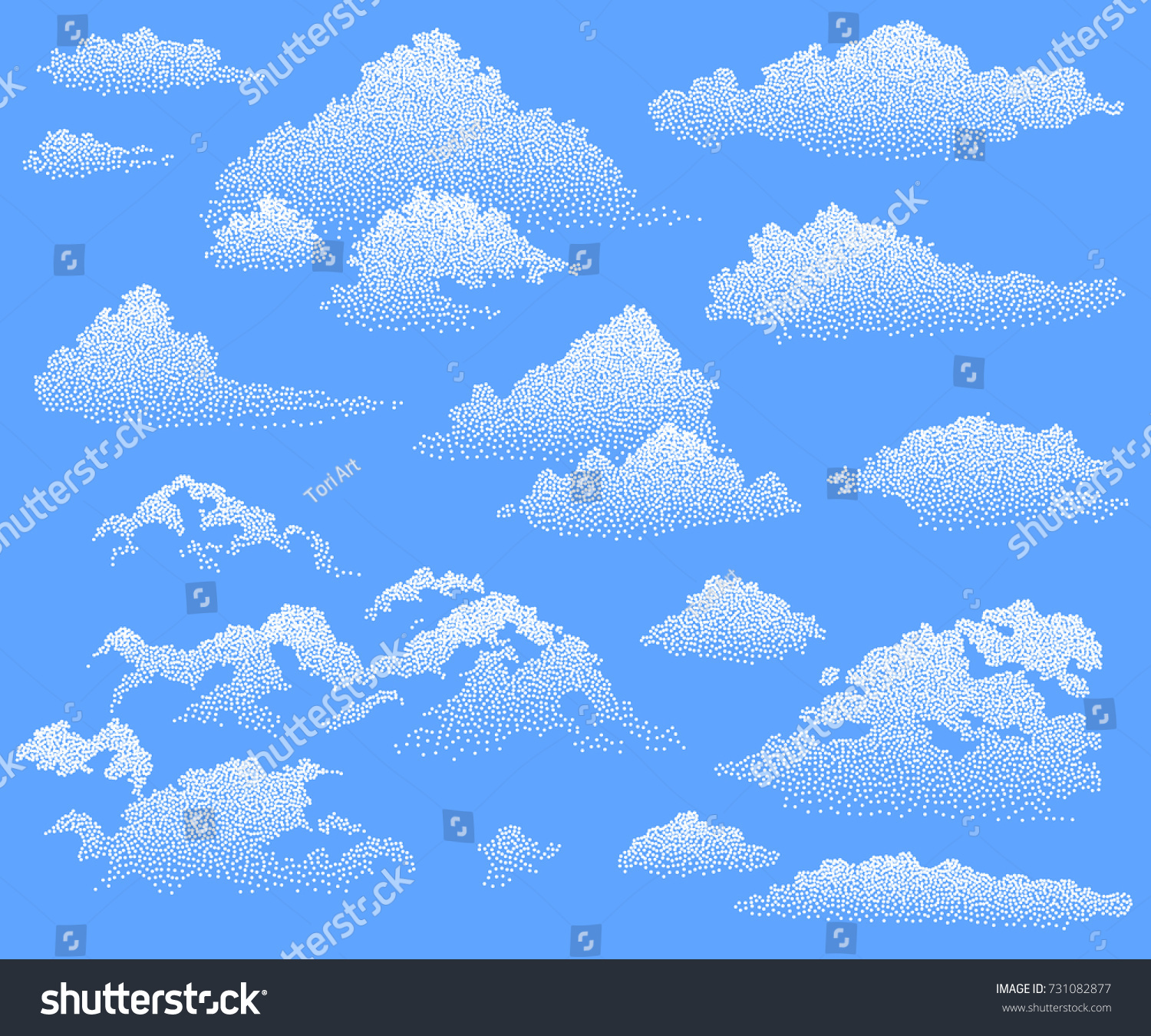 White Clouds Dot Effect Set Vector Stock Vector (Royalty Free ...