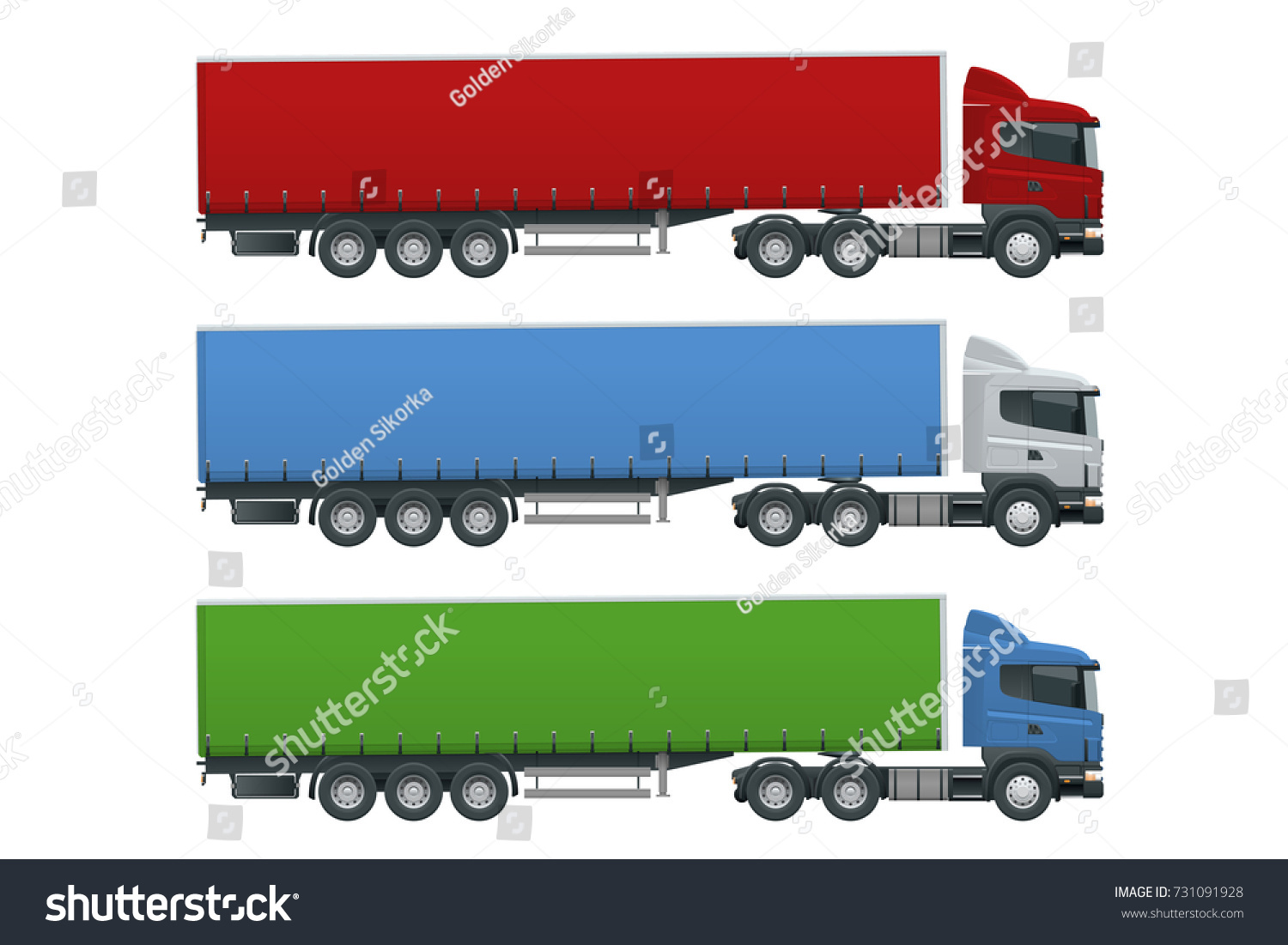 Truck Trailer Container Cargo Delivering Vehicle Stock Vector (Royalty ...