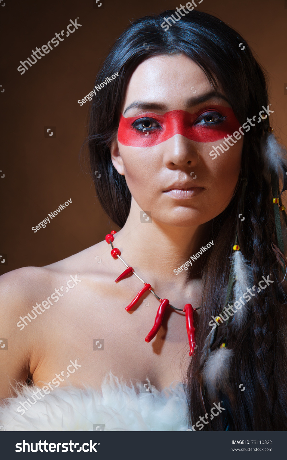 American Indian Paint Face Camouflage Studio Stock Photo 73110322 