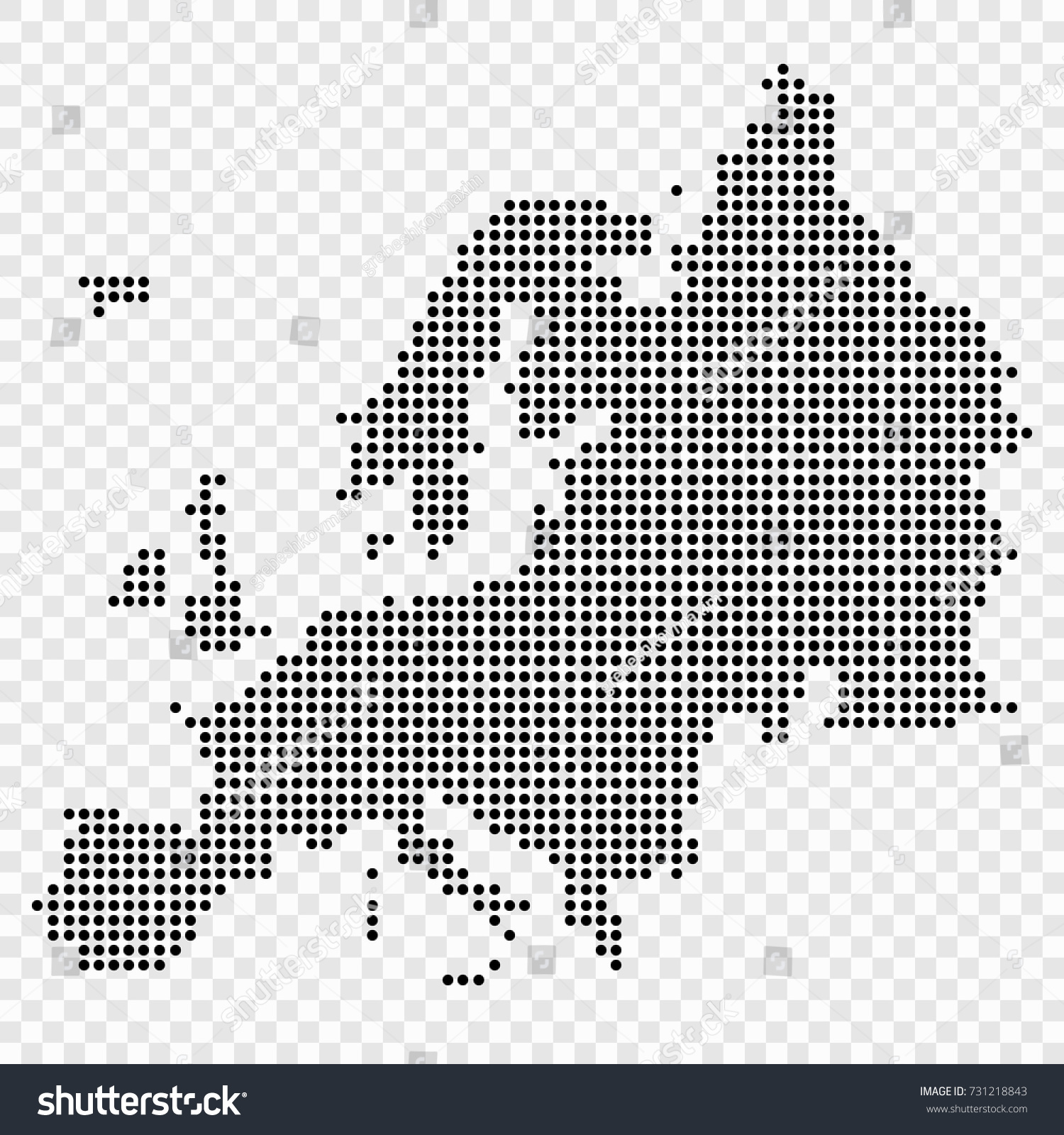 Dotted Map Europe Stock Vector (Royalty Free) 731218843 | Shutterstock