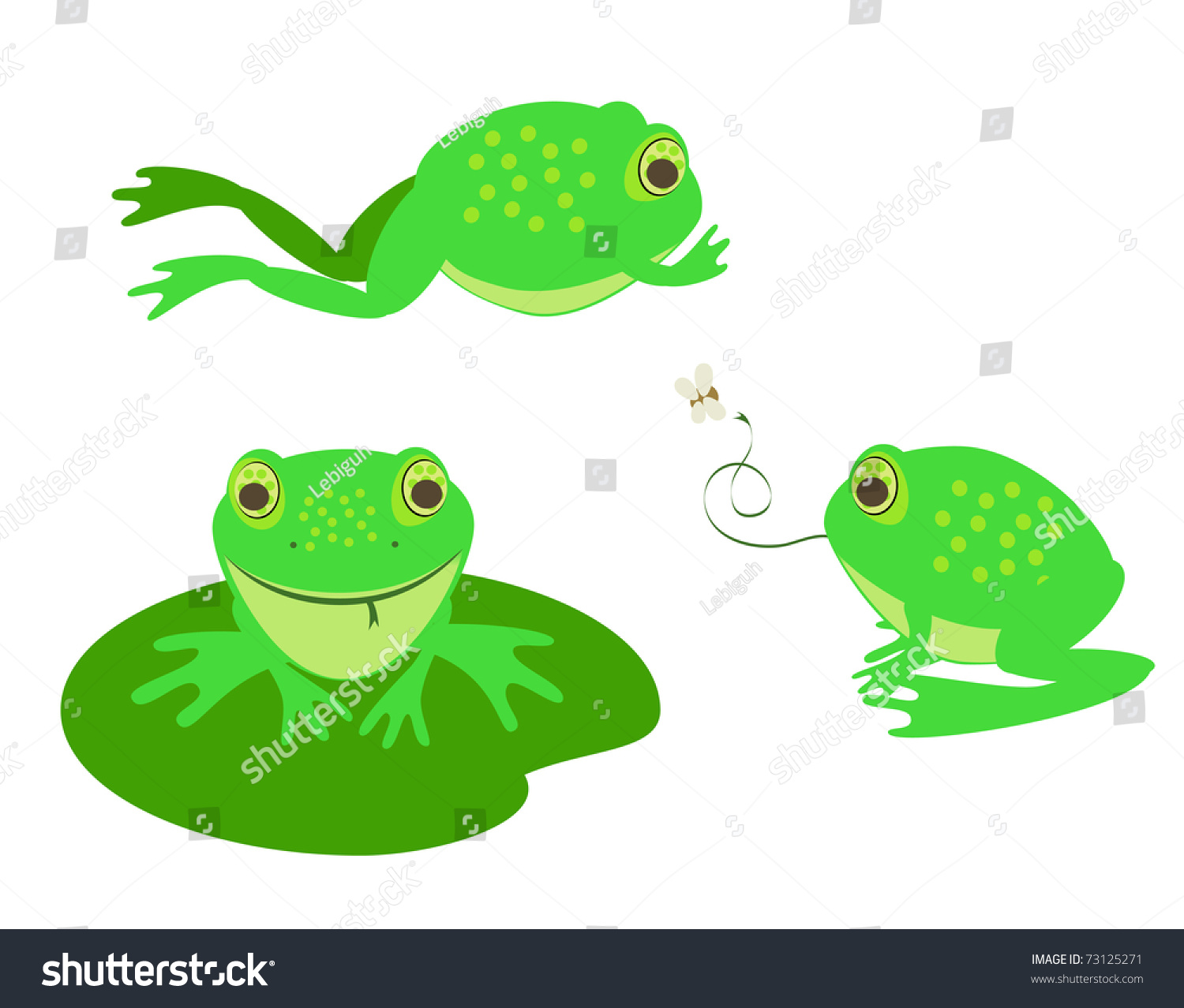 Set Three Different Cute Vector Frogs Stock Vector (Royalty Free ...