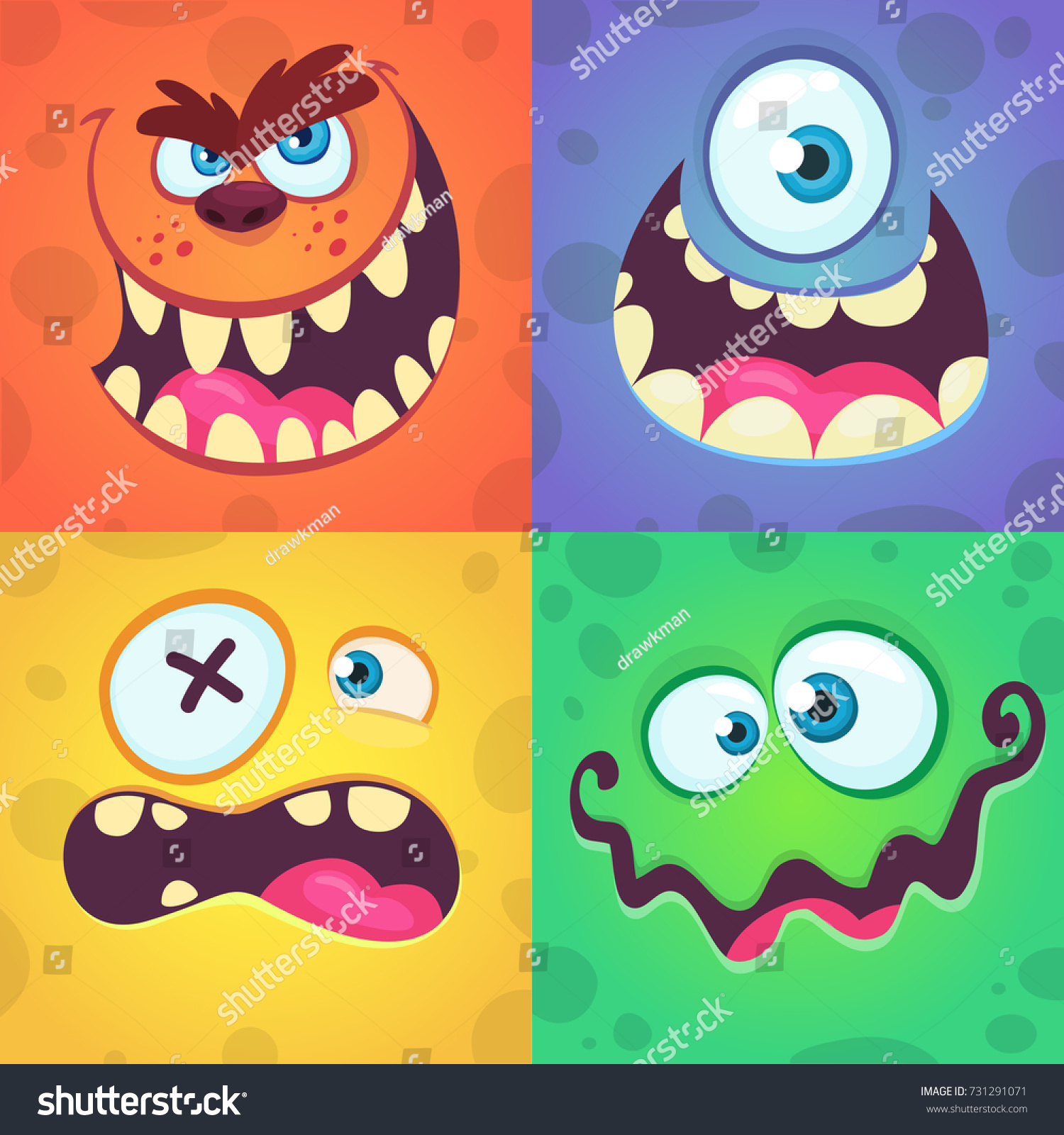 Cartoon Monster Faces Set Vector Set Stock Vector (Royalty Free ...