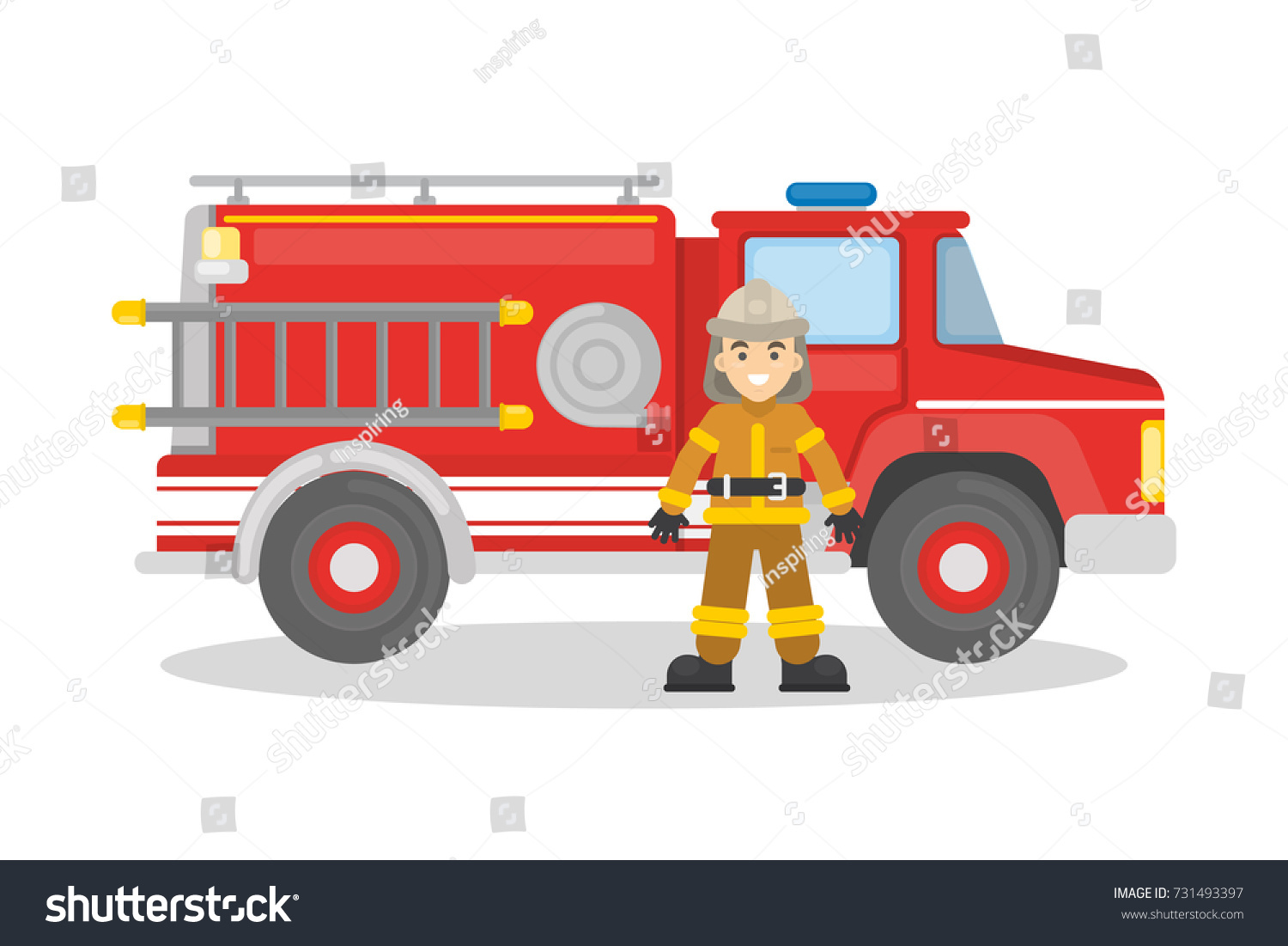 Пожарная машина и человек
