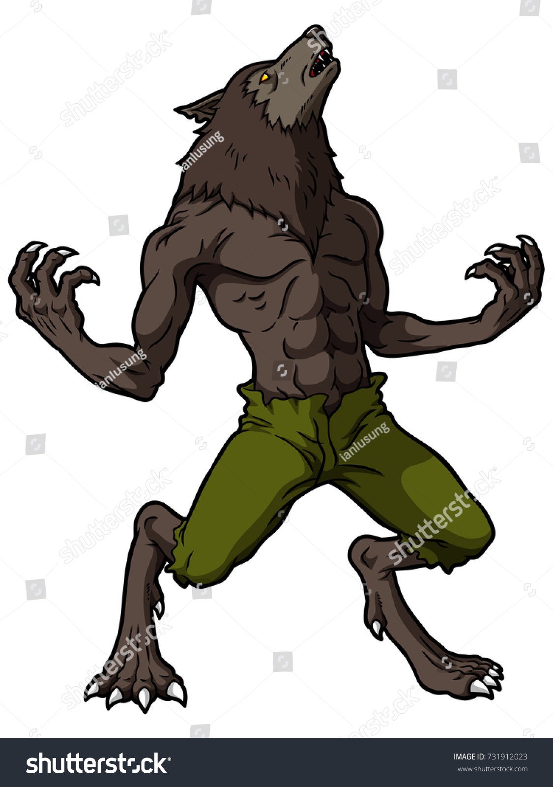 Cartoon Werewolf Howling Stock Vector (Royalty Free) 731912023 Shutterstock...