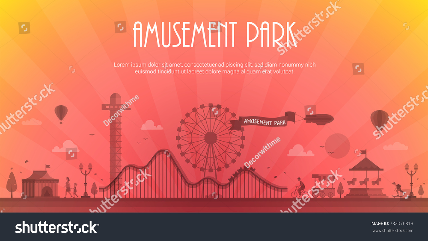 Amusement Park Modern Vector Illustration Place Stock Vector (Royalty ...