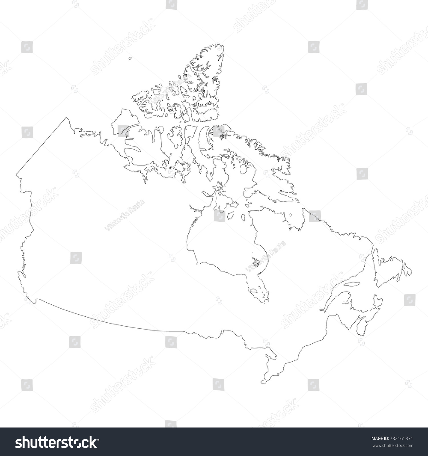 Vector Illustration Outline Drawing Canada Map Stock Vector (Royalty ...