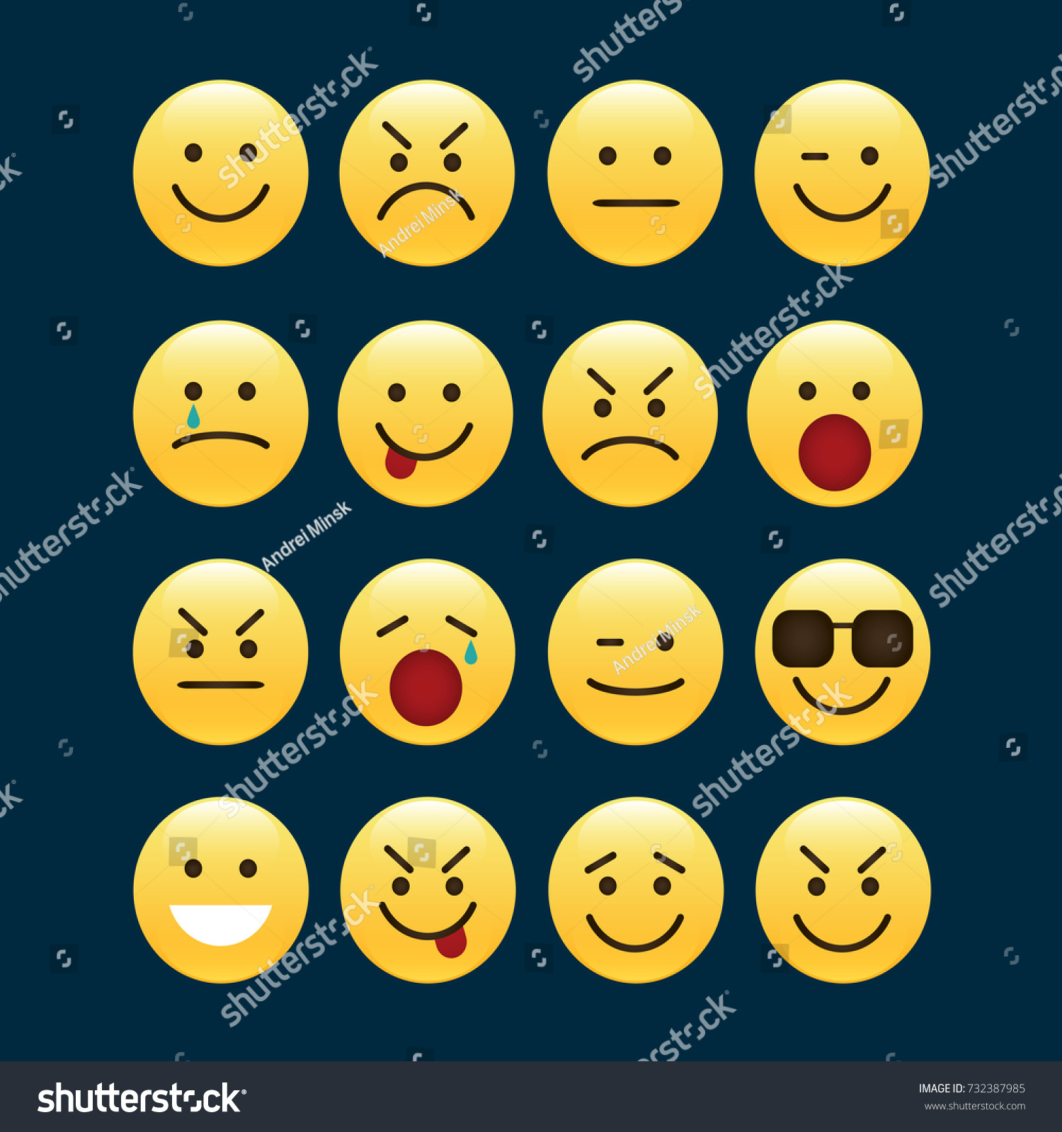 Set Smile Icons Emoji Emoticons 库存矢量图免版税 Shutterstock