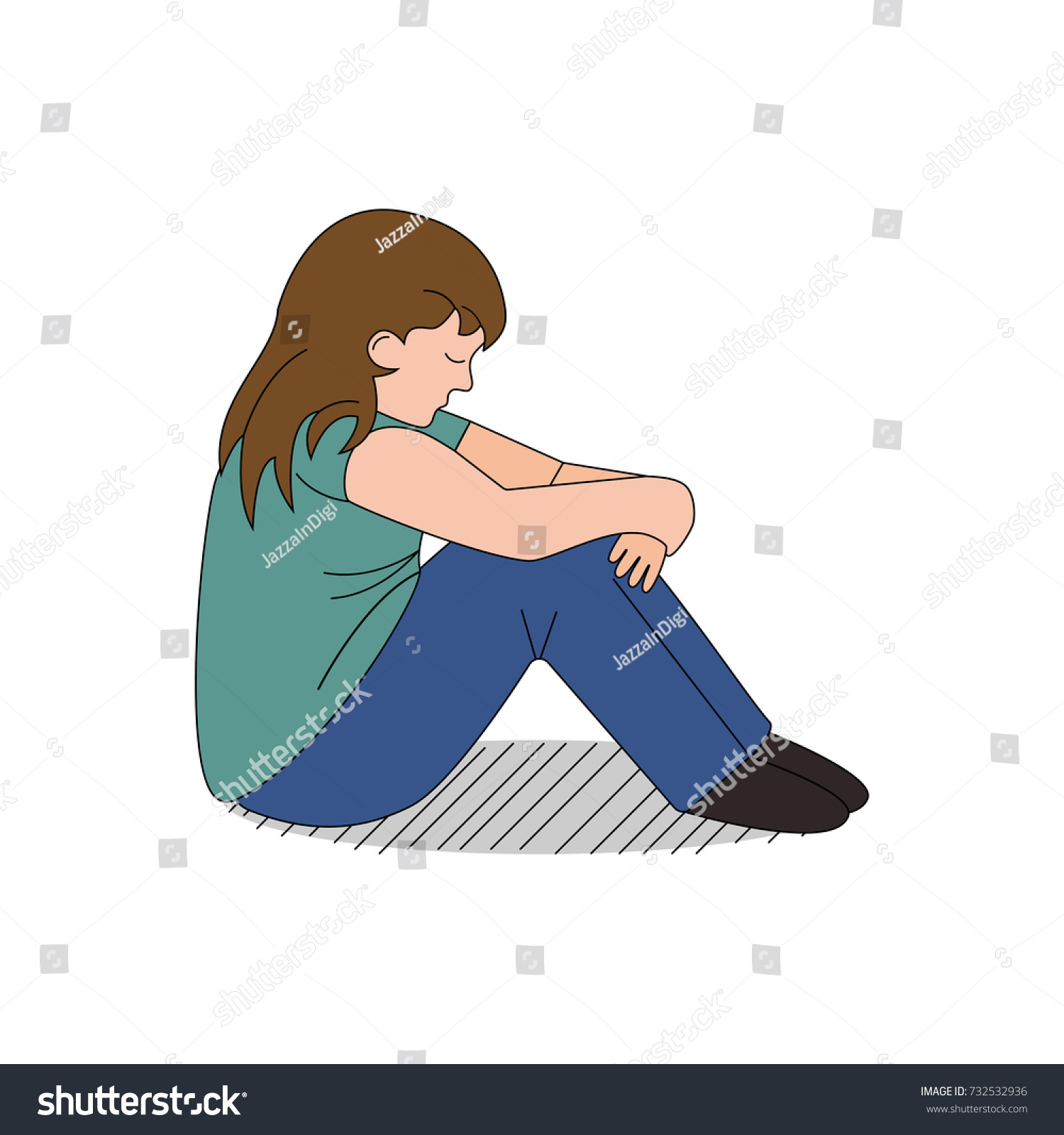 Cartoon Child Depressed Bullied Vector Stock Vector (Royalty Free ...