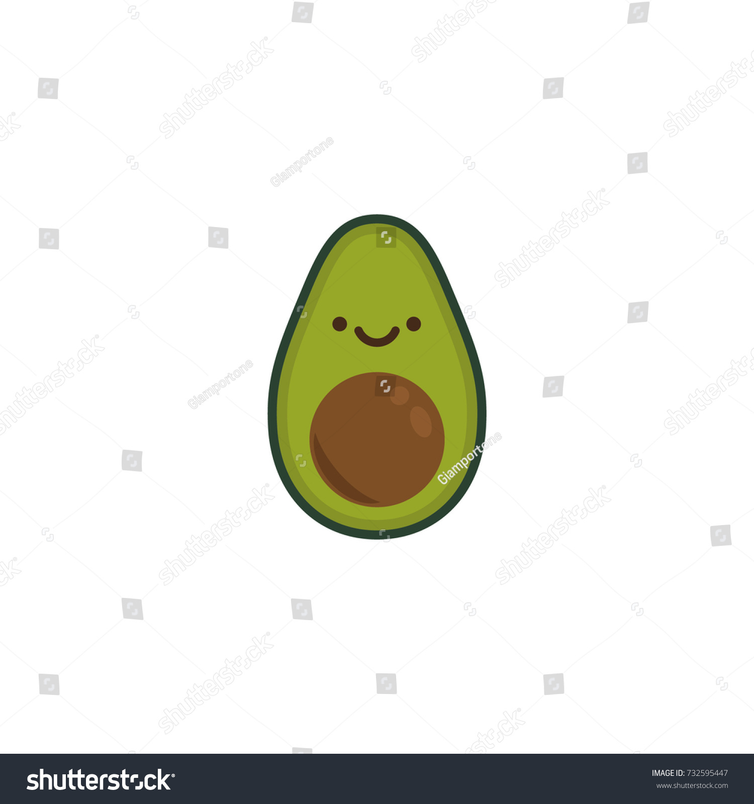 Cute Avocado Emoticon Smiling Flat Design: стоковая векторная графика (без ...