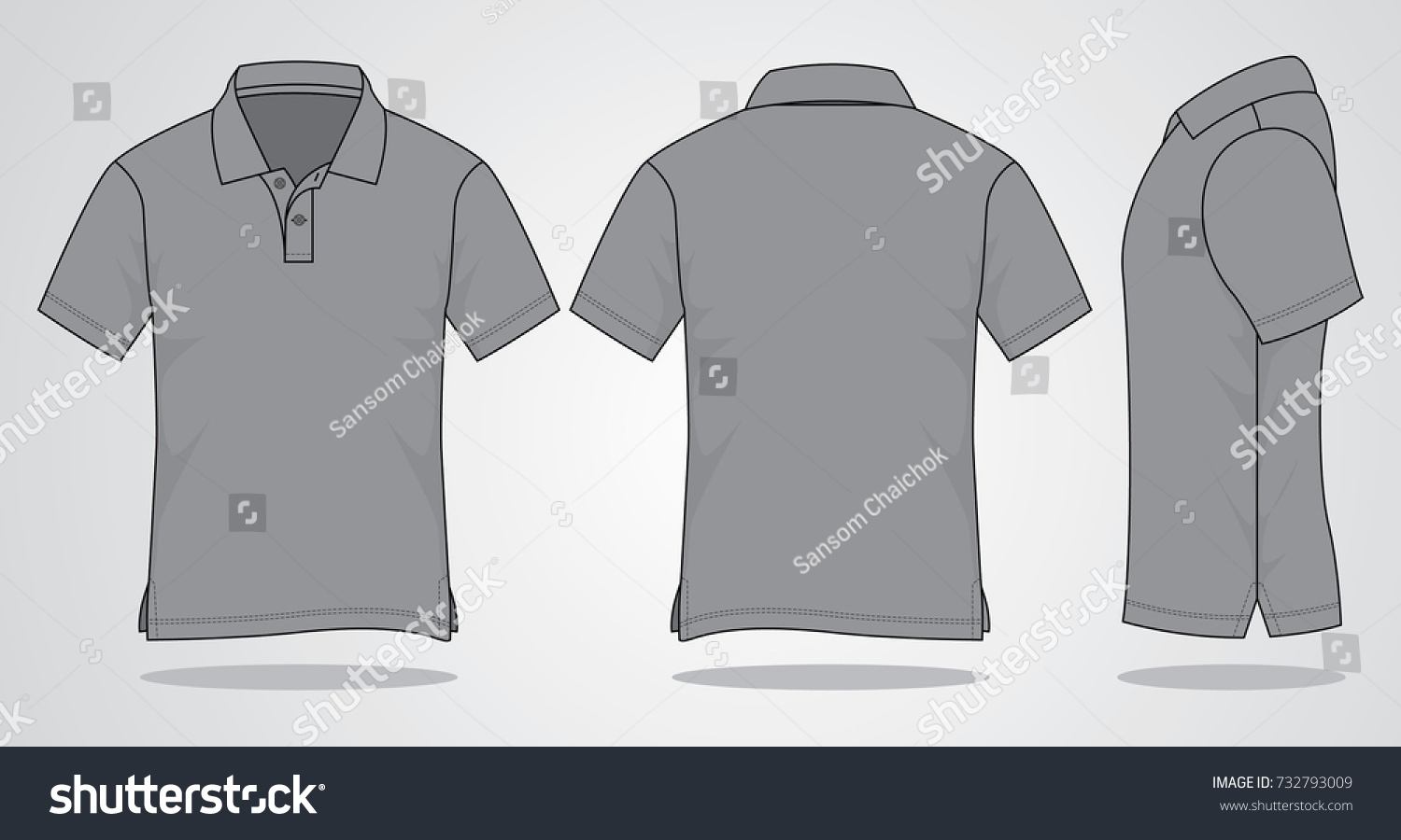 Gray Short Sleeve Polo Shirt Vector Stock Vector (Royalty Free ...