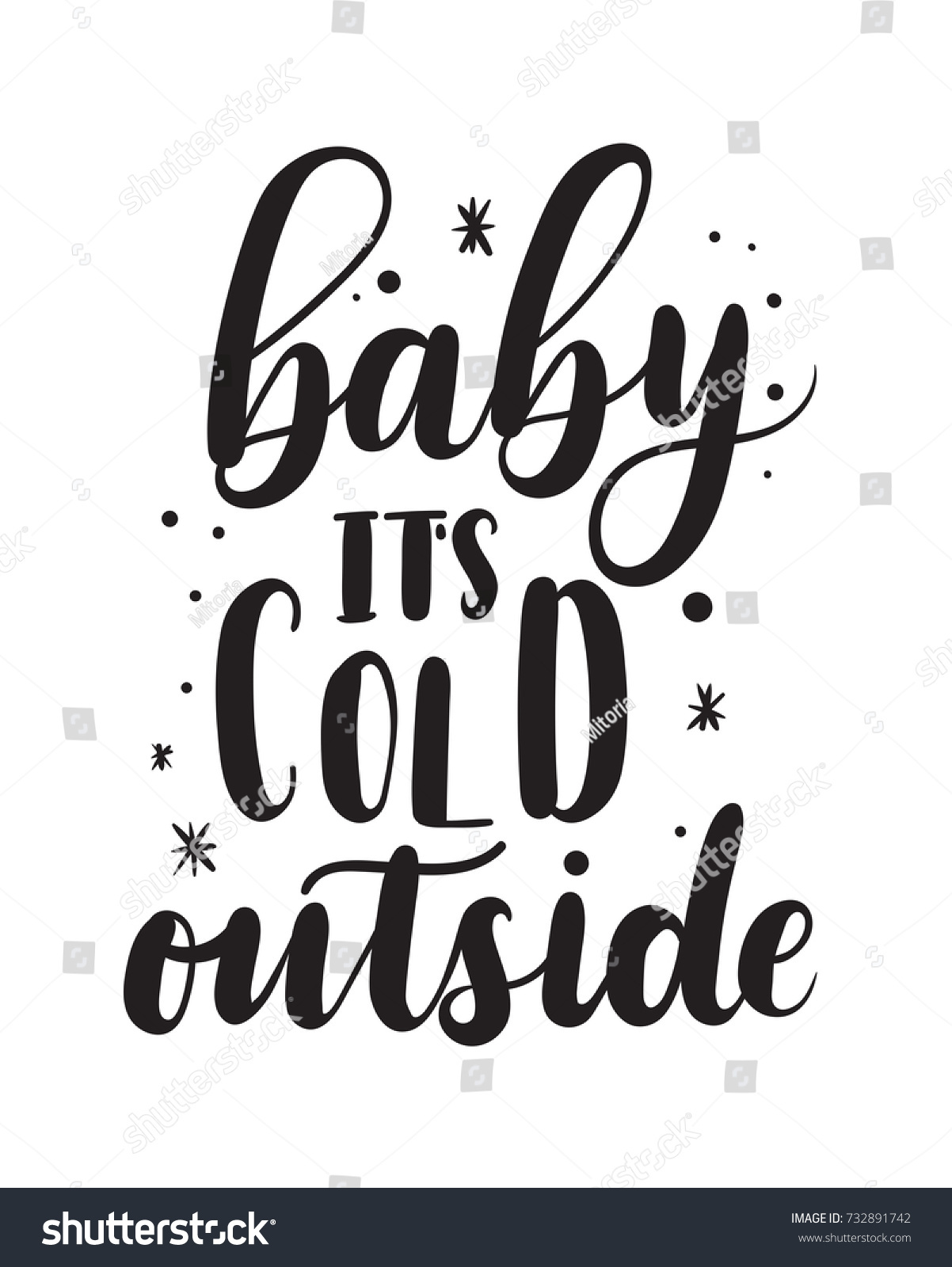 Baby Cold Outside Romantic Lettering Winter Stock Vector (Royalty Free ...