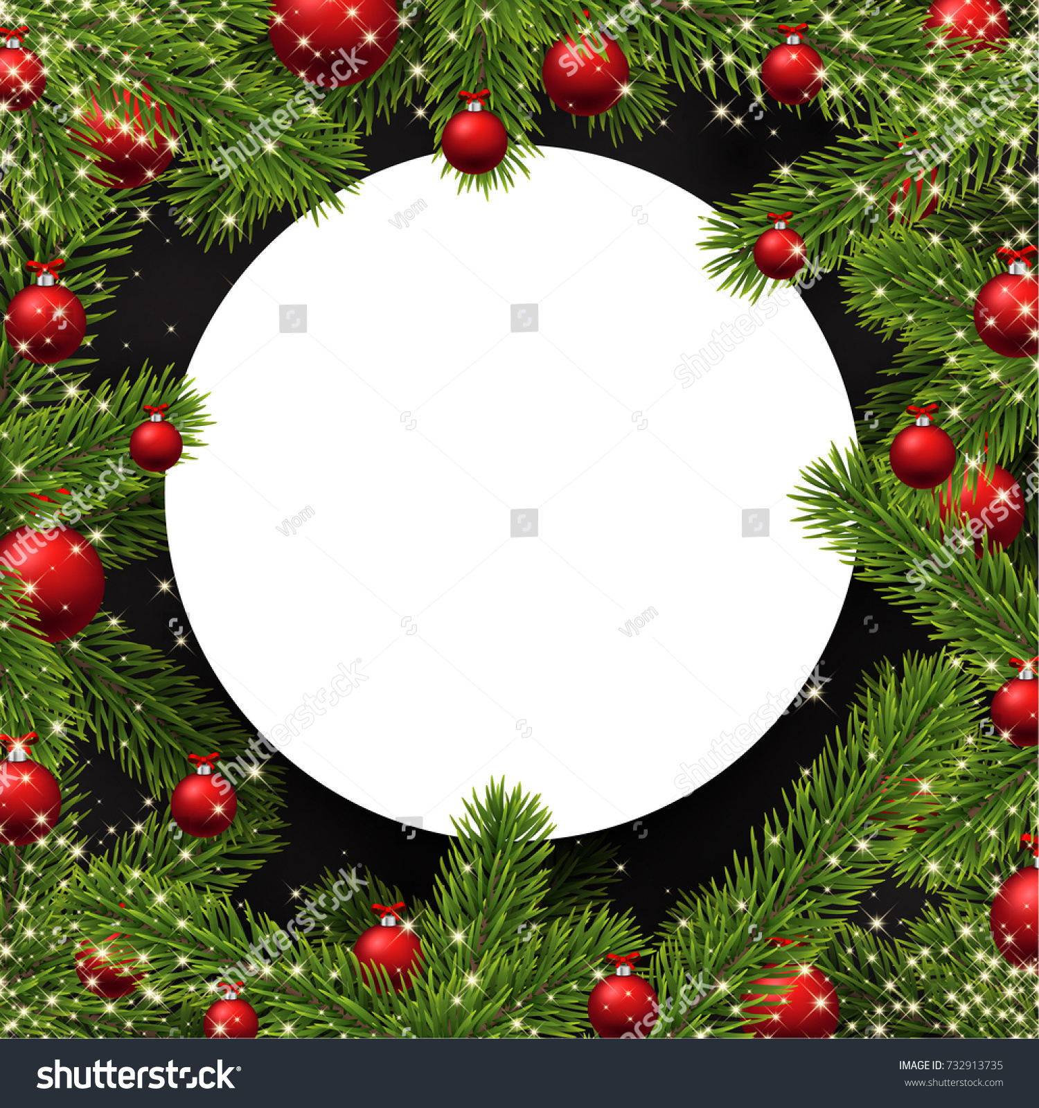 New Year Round Background Spruce Branches Stock Vector (Royalty Free ...