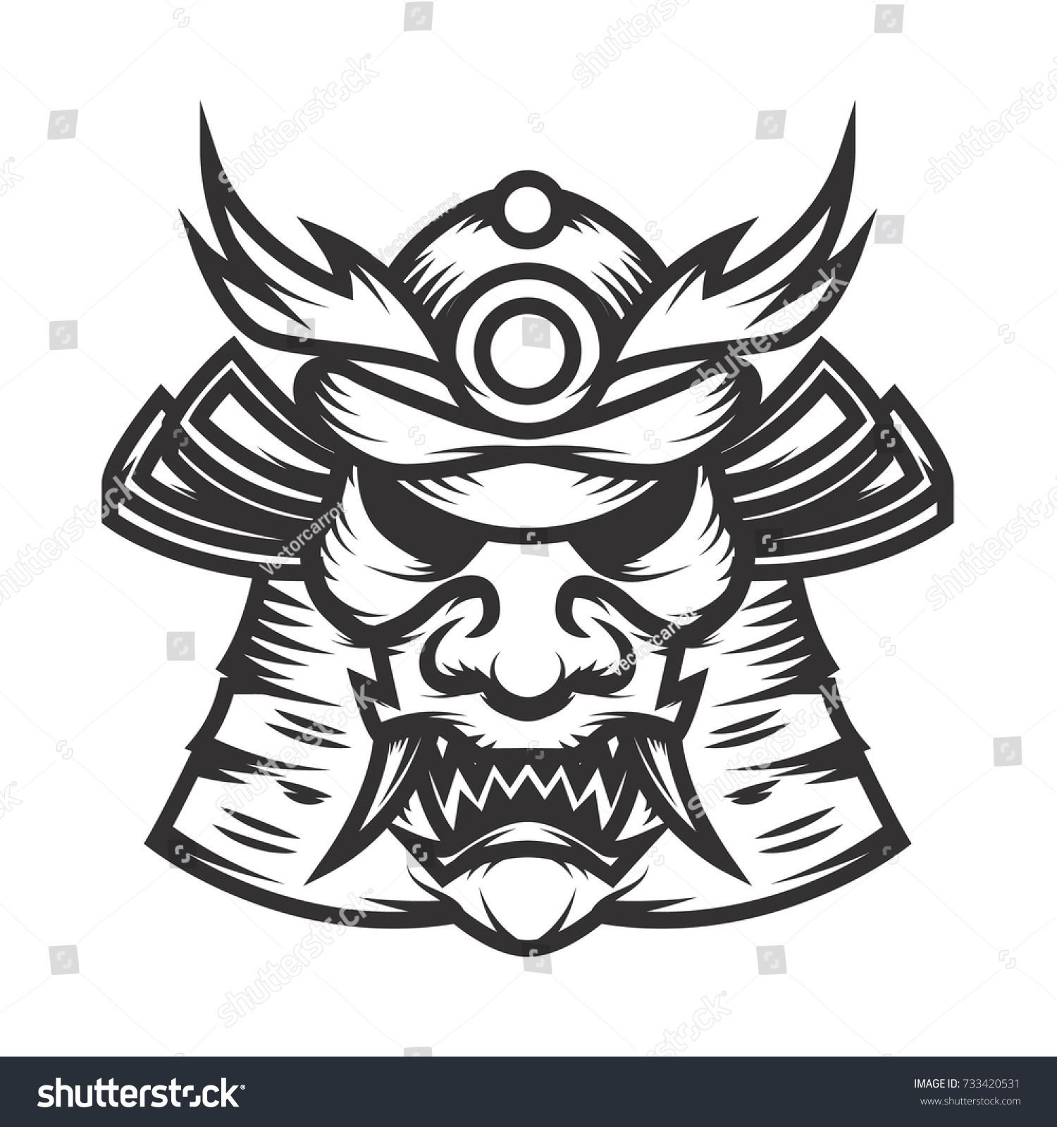 Samurai Helmet Illustration On White Background Stock Vector (Royalty ...